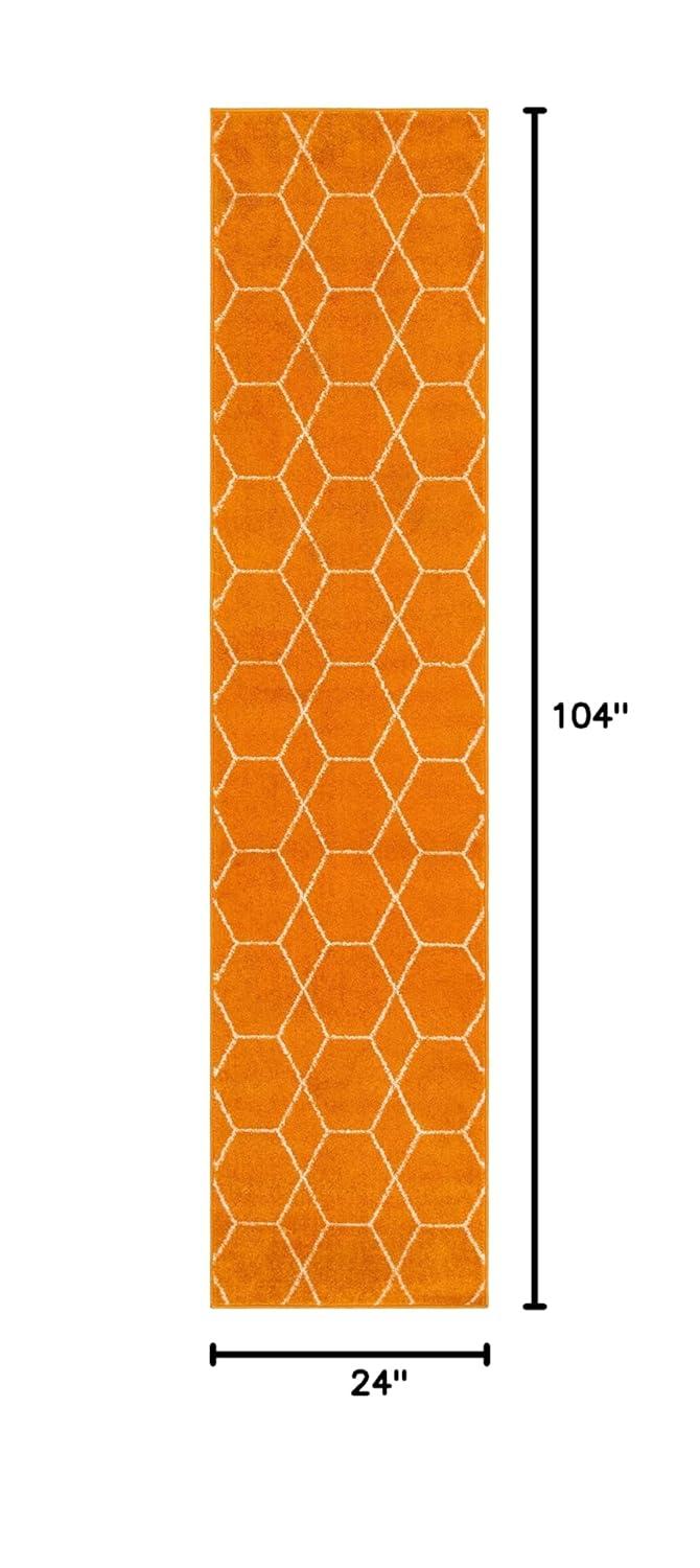 Unique Loom 2' 0 x 8' 8 Trellis Frieze Geometric Orange Area Rug