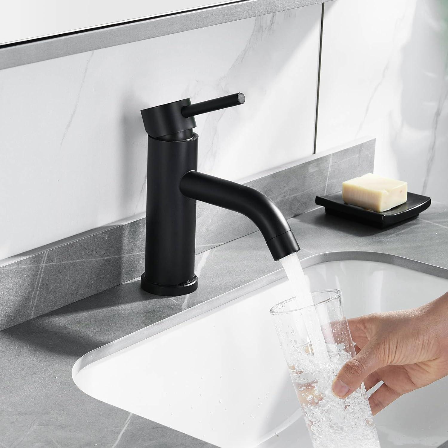 Matte Black Modern Single Handle Bathroom Faucet