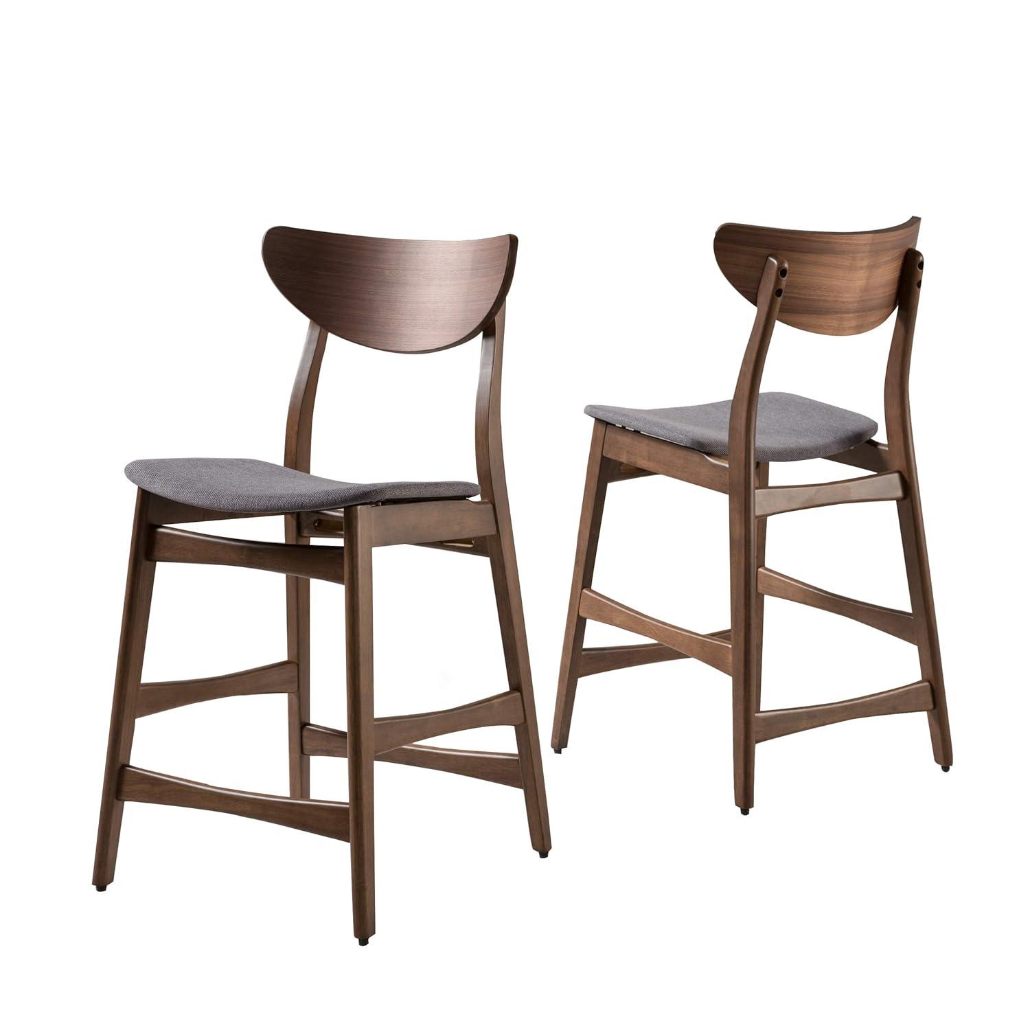 Christopher Knight Home Set of 2 24" Gavin Counter Height Barstool Dark Gray : Upholstered, Rubberwood Legs