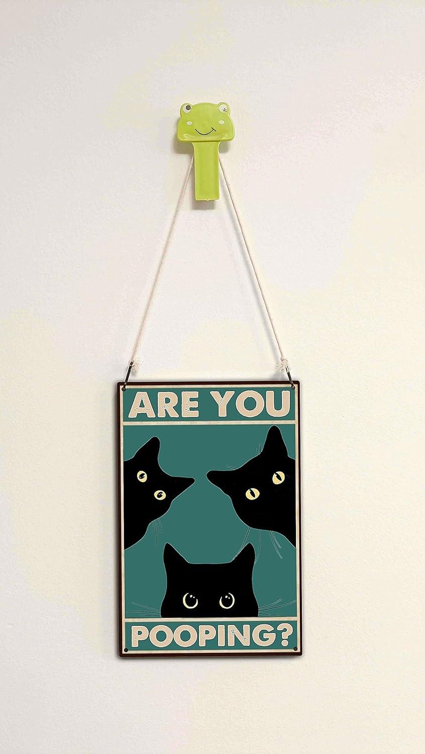 Black Cat Are You Pooping Funny Tin Signs Bathroom Wall Decor 8 x 12 Inch (918)