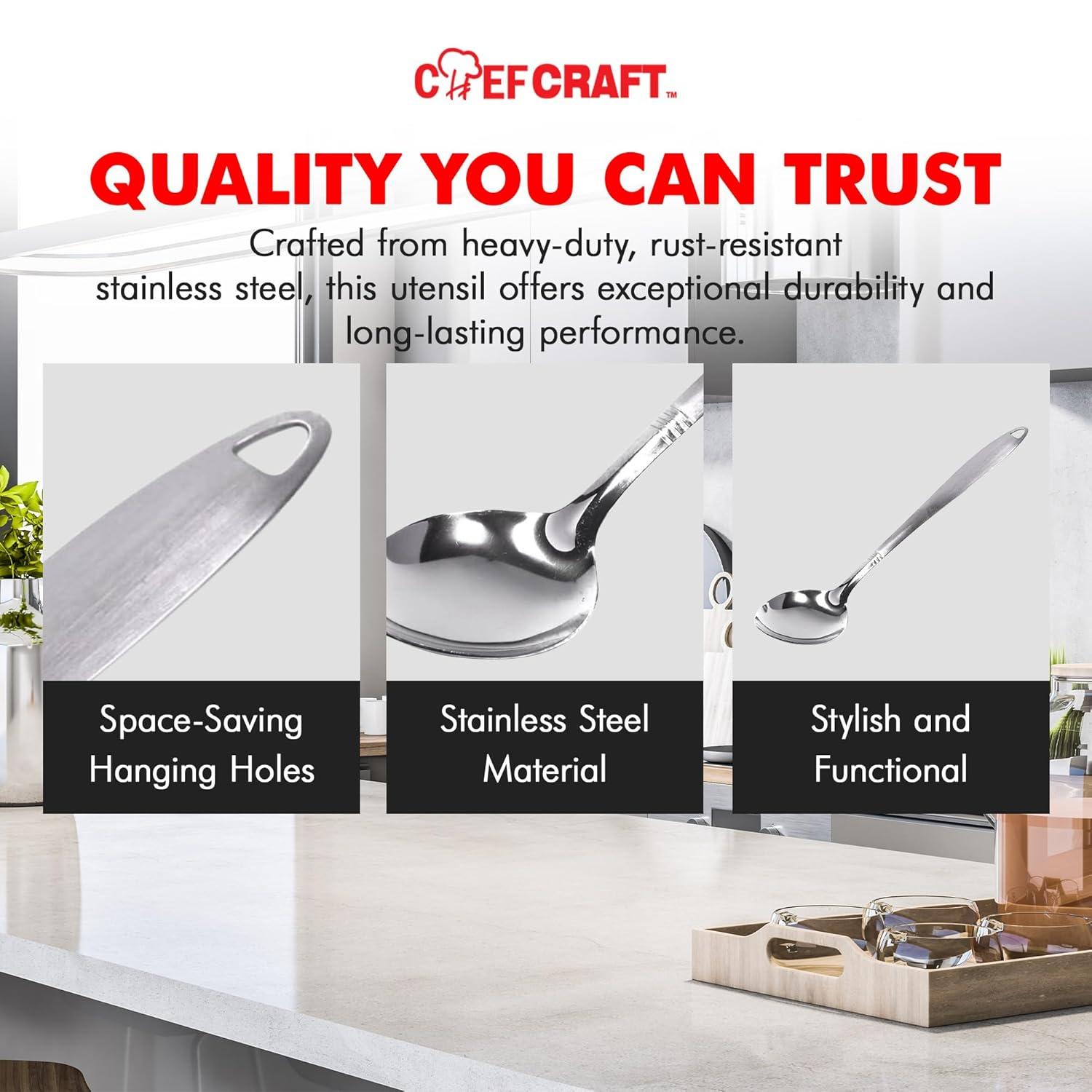 Chef Craft Select Basting Spoon, 13.5 inch, Stainless Steel