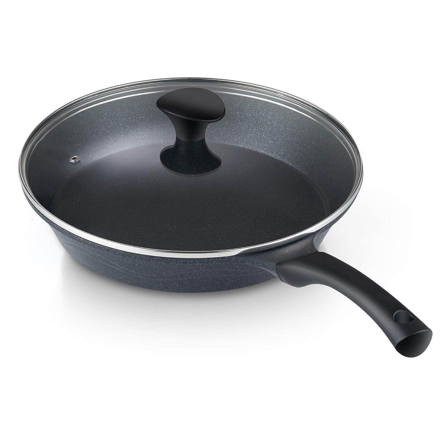 Cook N Home Cook N Home Marble Nonstick Frying Pan with Glass Lid