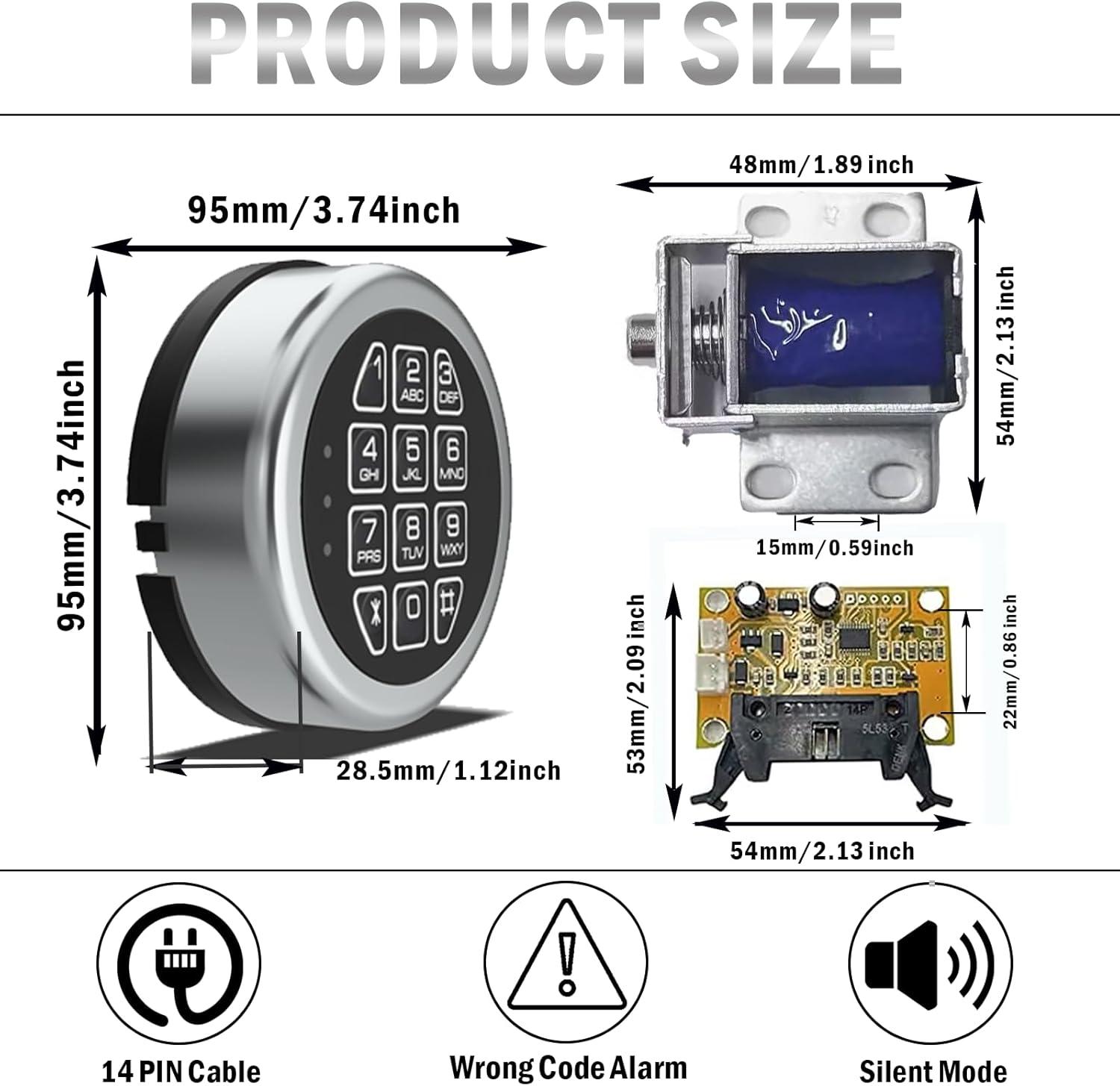 Chrome Digital Keypad Safe Lock with Solenoid Mechanism