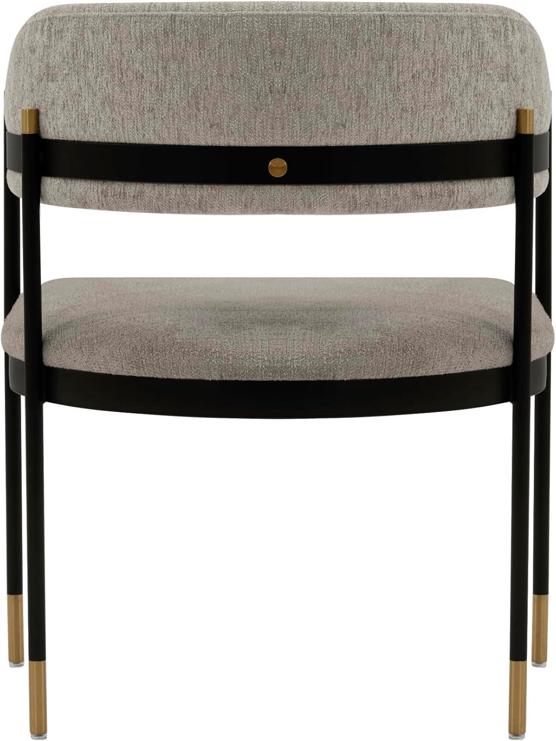 Set of 2 Lia Modern Boucle Upholstered Dining Armchairs Stone Gray - Manhattan Comfort: Brushed Gold Accents, No Assembly Required