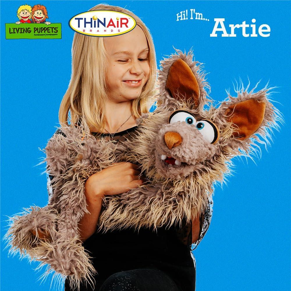 Living Puppets - Artie The Coyotte Large 27-Inch Plush Hand Puppet - Fine European Design, Ultra-Soft and Cuddly, Promotes Child Development, Safety Certified, Teacher-Recommended for Boys and Girls