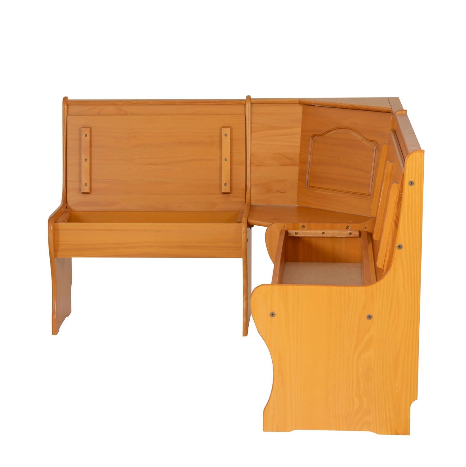 Chelsea Traditional Wood Farmhouse Breakfast Nook Corner Unit Honey - Linon
