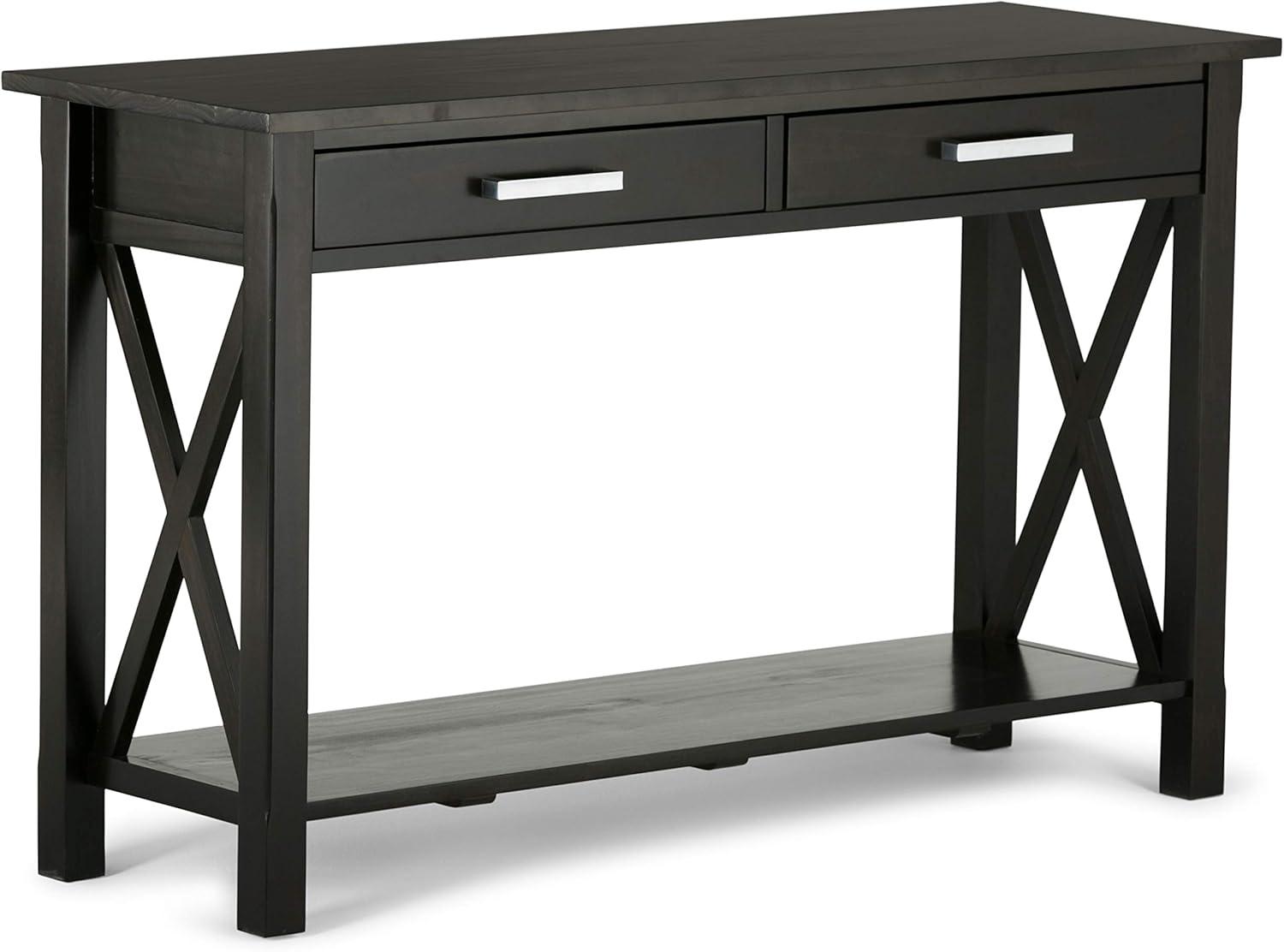 Simpli Home Kitchener 47"W Solid Wood Contemporary Storage Console Table with 2 Drawers and Bottom Storage Shelf