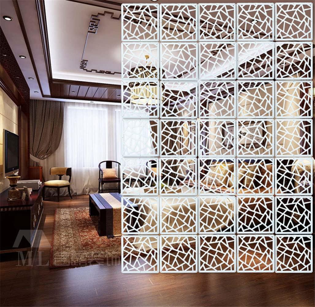 12Pcs White Hanging Room Divider,Wood-Plastic Room Divider DIY Panel Screens Partition Wall Dividers Room Decoration with All Accessories 11.4x11.4 Inch