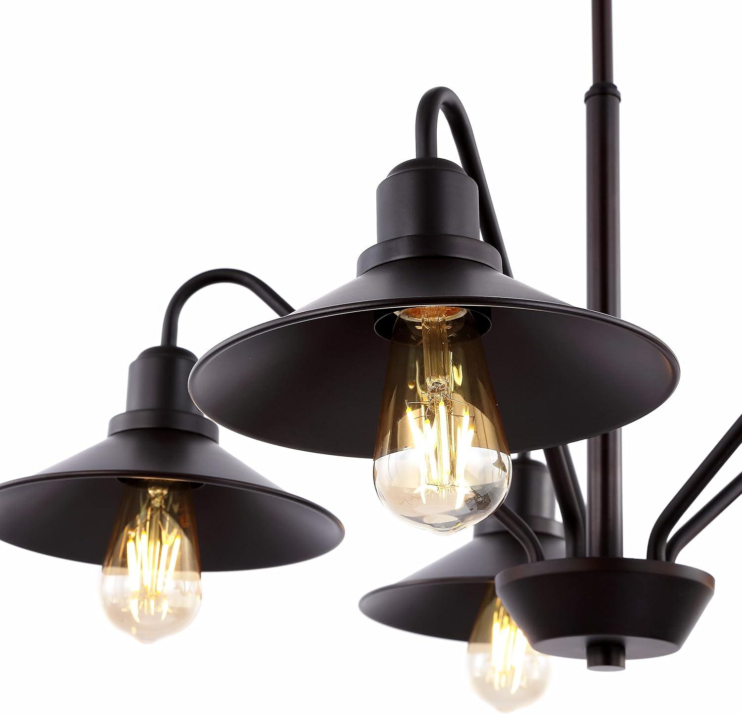 Cole 27" 5-Light Metal Farmhouse Industrial LED Pendant, Oil Rubbed Bronze
