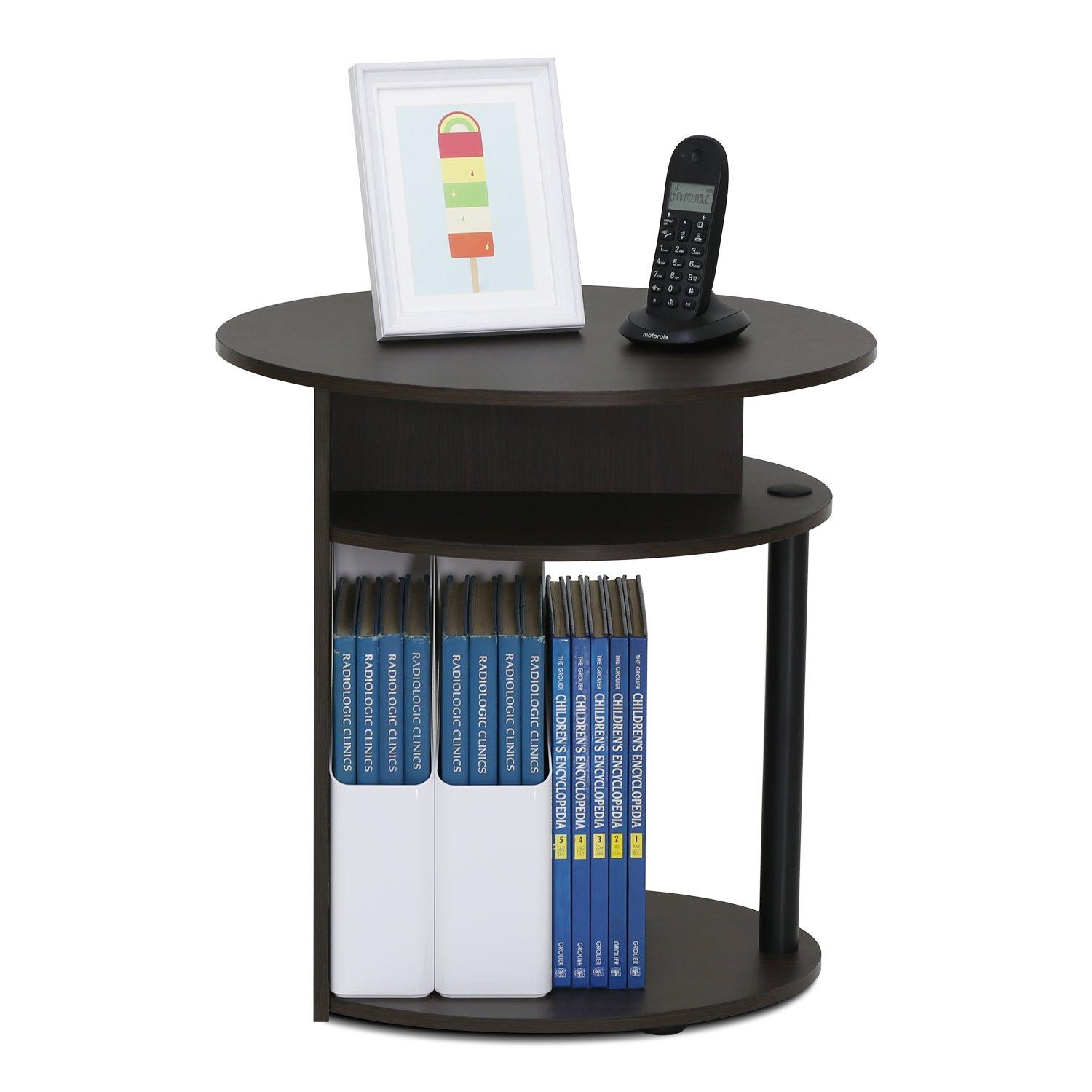 Furinno 15080WNBK JAYA Simple Design Oval End Table, Walnut