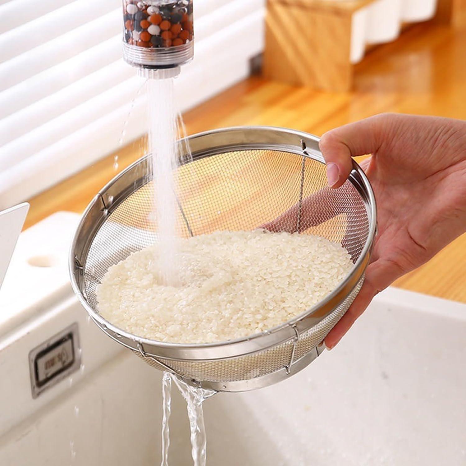 [Juvale] Juvale Large Fine Mesh Pasta Strainer, Metal Colander for Rice, Quinoa, Yogurt, 11 x 4 In
