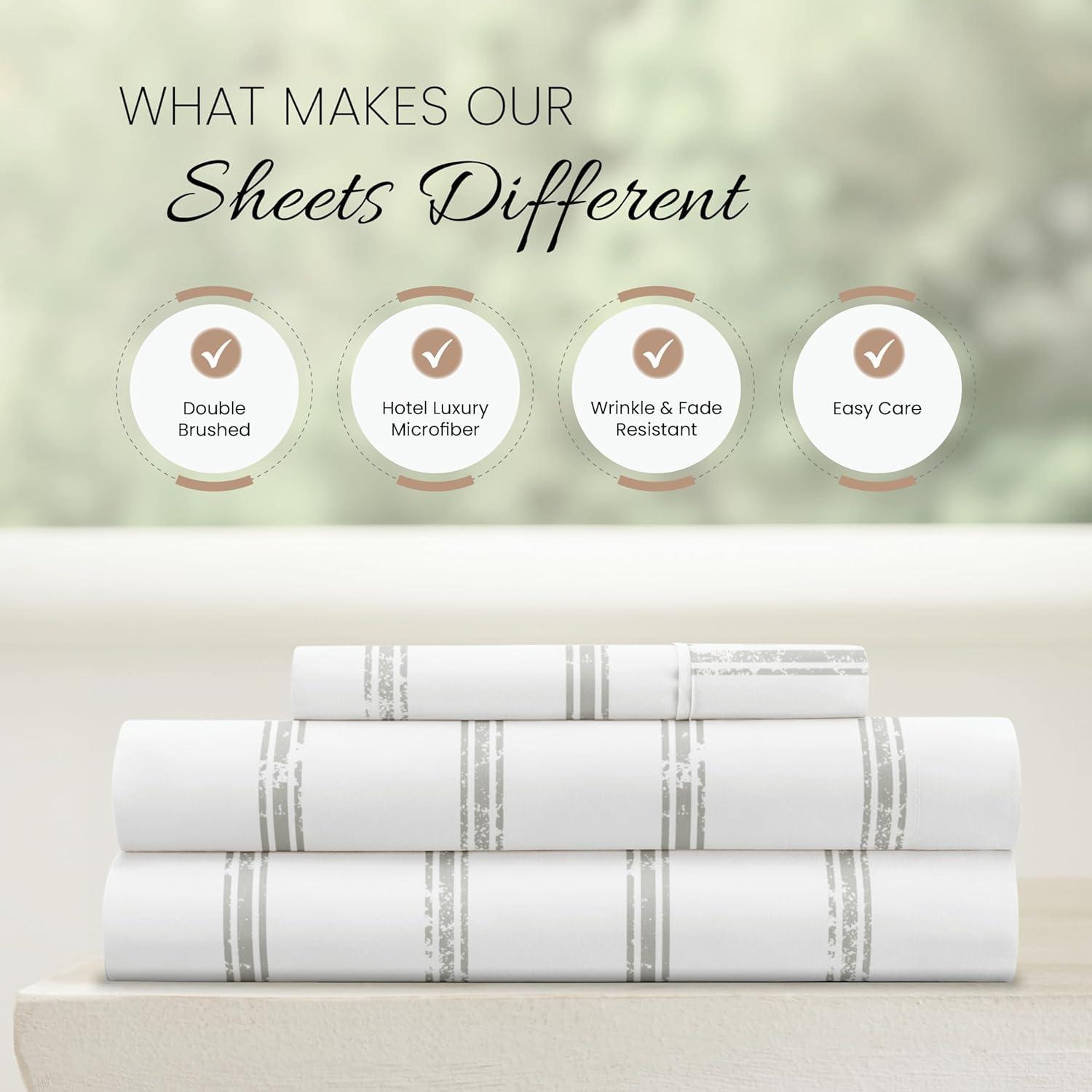 Noble Linens Gray Reversible Chevron Sleep Print 3-Piece Duvet Cover Set, King/CalKing