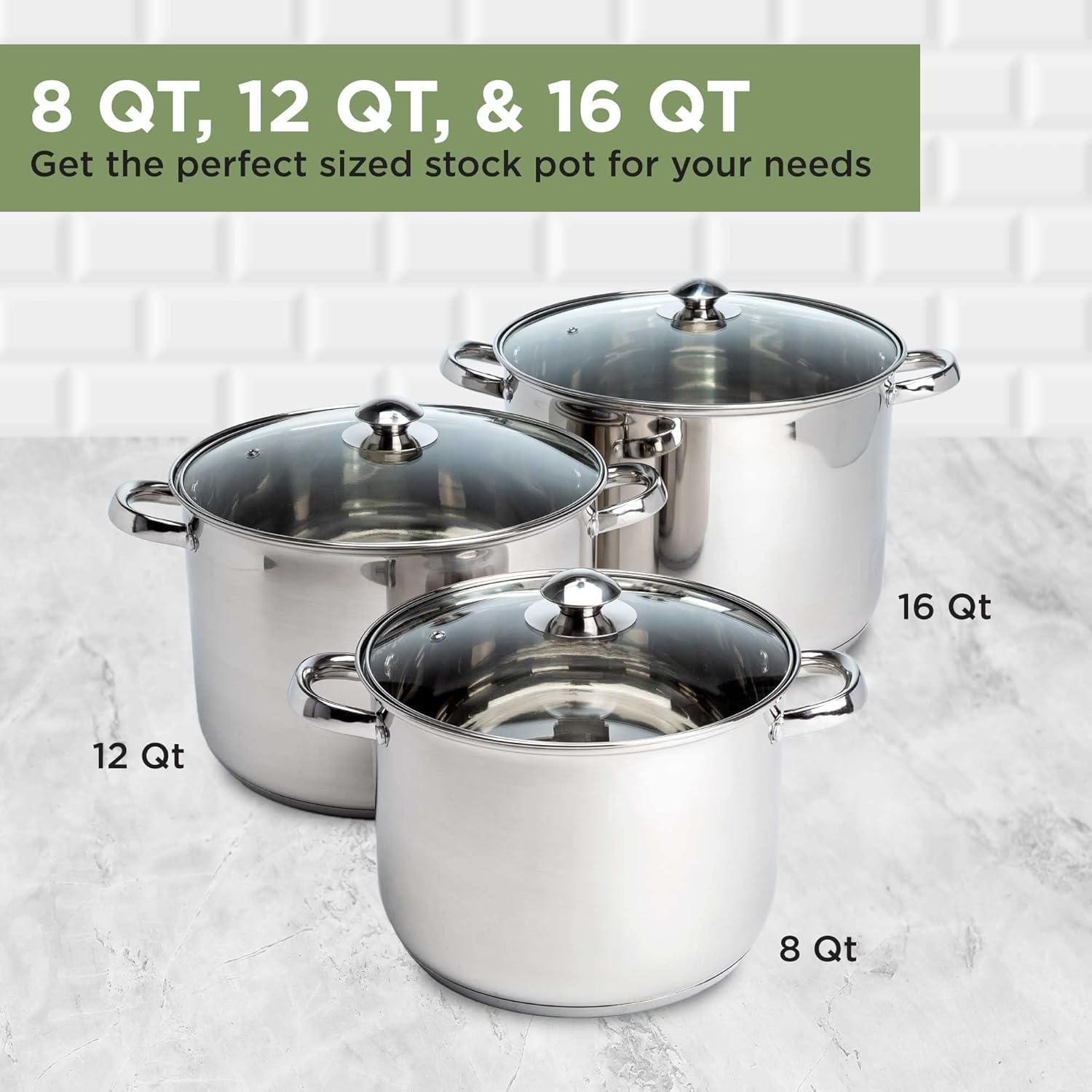 Ecolution Pure Intentions Stainless Steel Stock Pot with Lid, 8 Quart, Polished