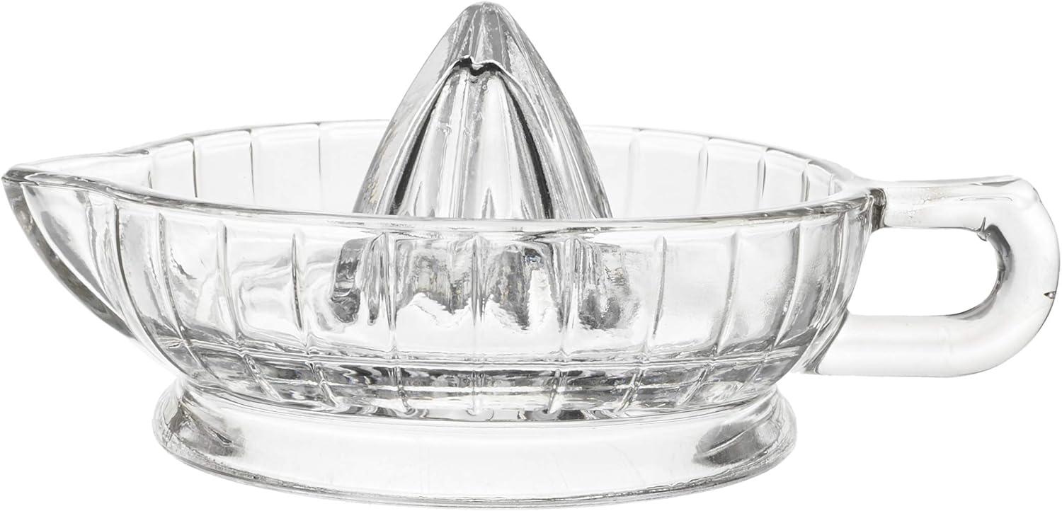 HIC Kitchen Citrus Juicer Reamer with Handle and Pour Spout, Heavyweight Glass