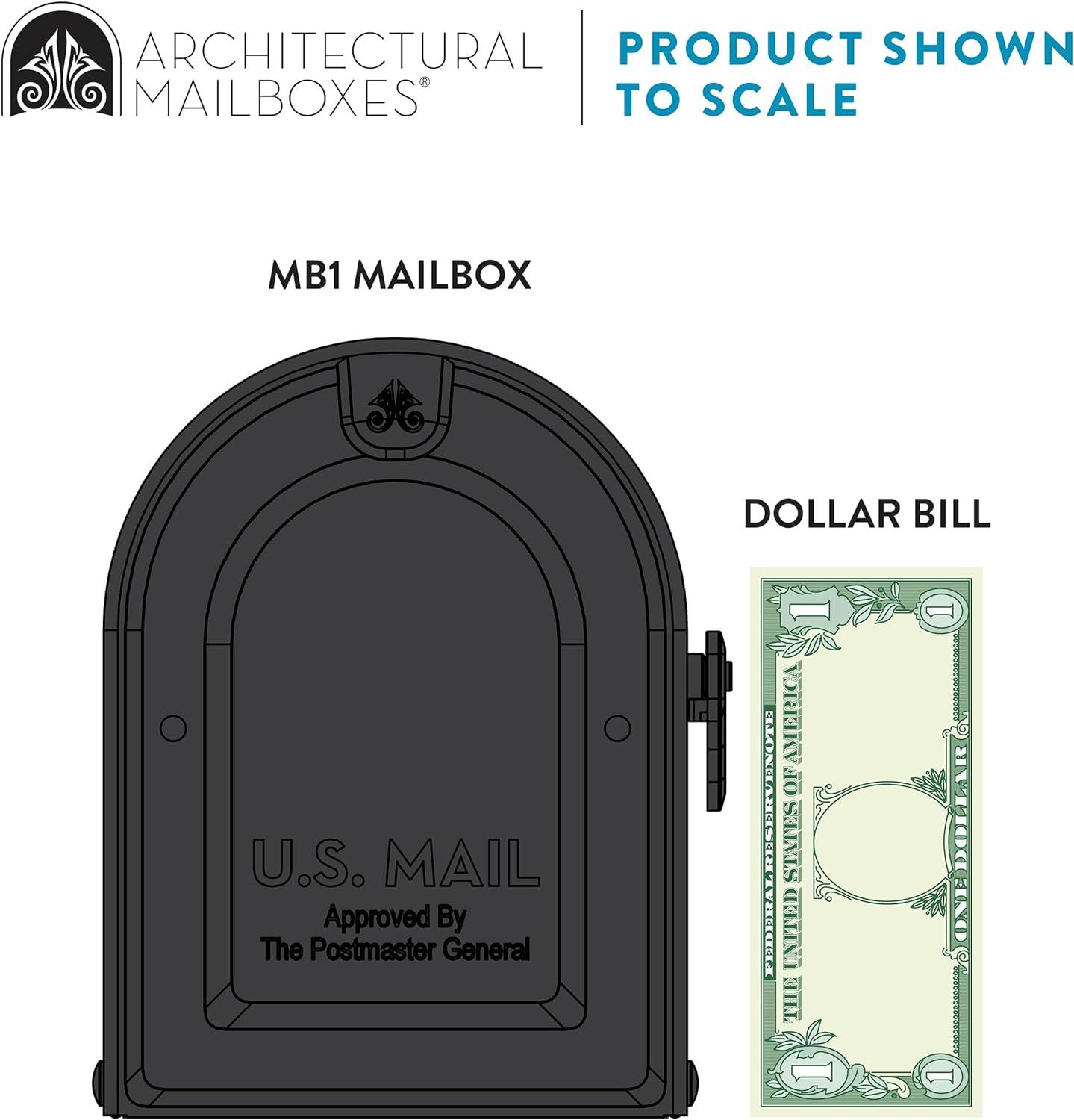 Architectural Mailboxes  MB1 Post Mount Mailbox & Ground Post Kit - Black - Medium