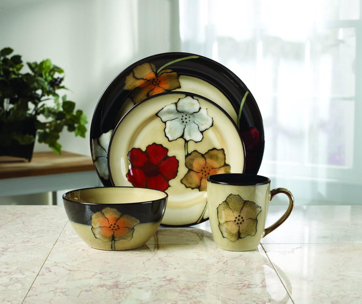Pfaltzgraff Everyday Pfaltzgraff Everyday Painted Poppies 16-Piece Stoneware Dinnerware Set, Service for 4