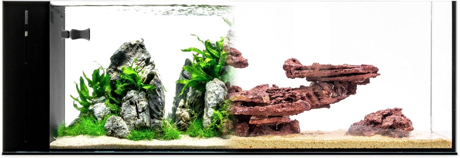 Black Rimless Glass Aquarium with Triple-Chamber Filter, 21 Gallon