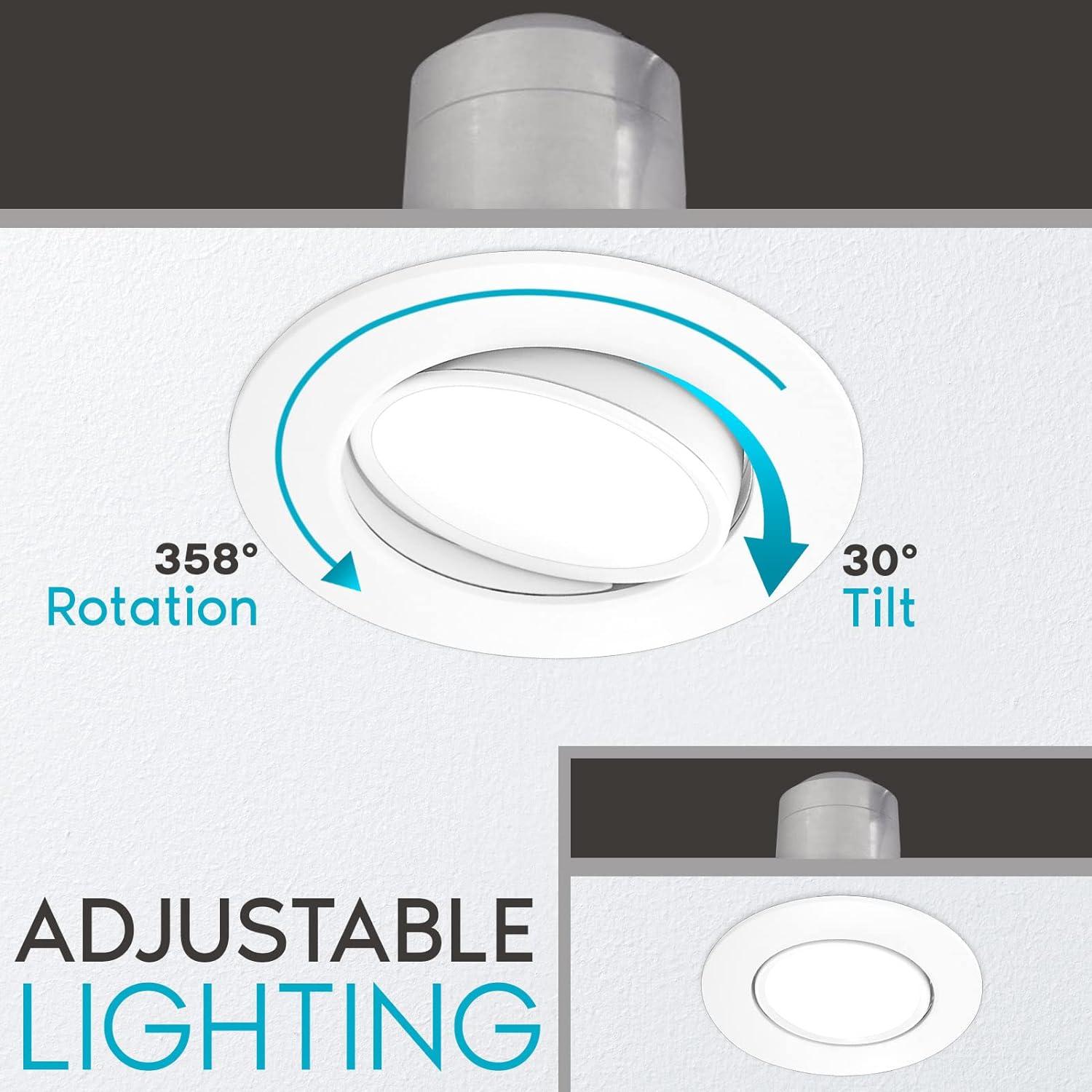 4" Selectable CCT Remodel IC Gimbal LED Retrofit Recessed Lighting Kit