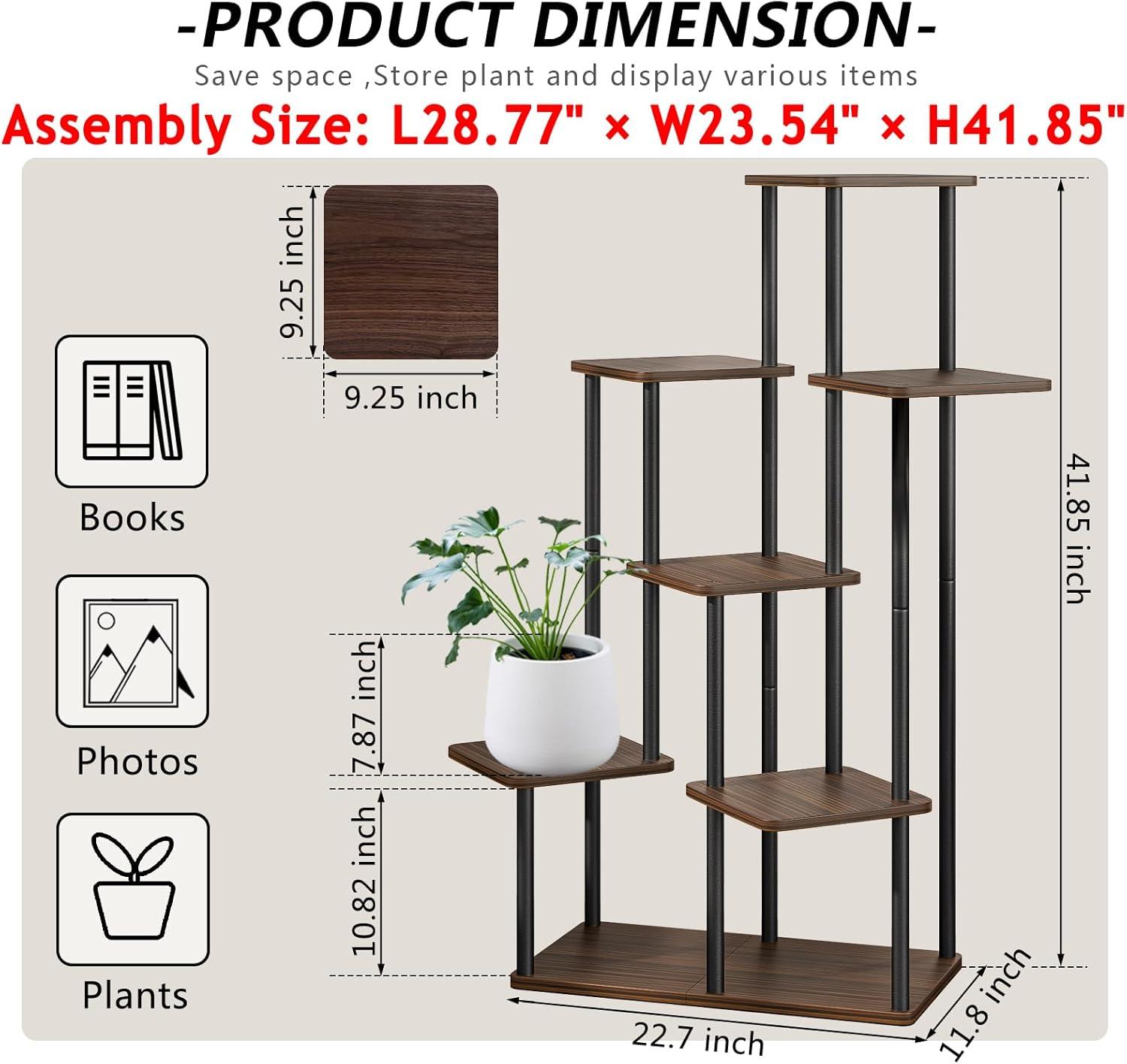 Black Oak 7-Tier Metal Indoor Plant Stand