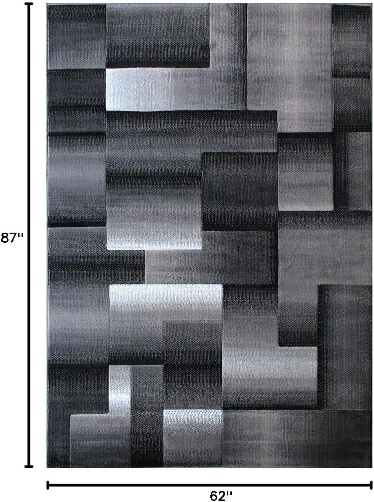 Masada Rugs Trendz Collection 5'x7' Modern Contemporary Area Rug in Black, White and Gray-Design Trz861