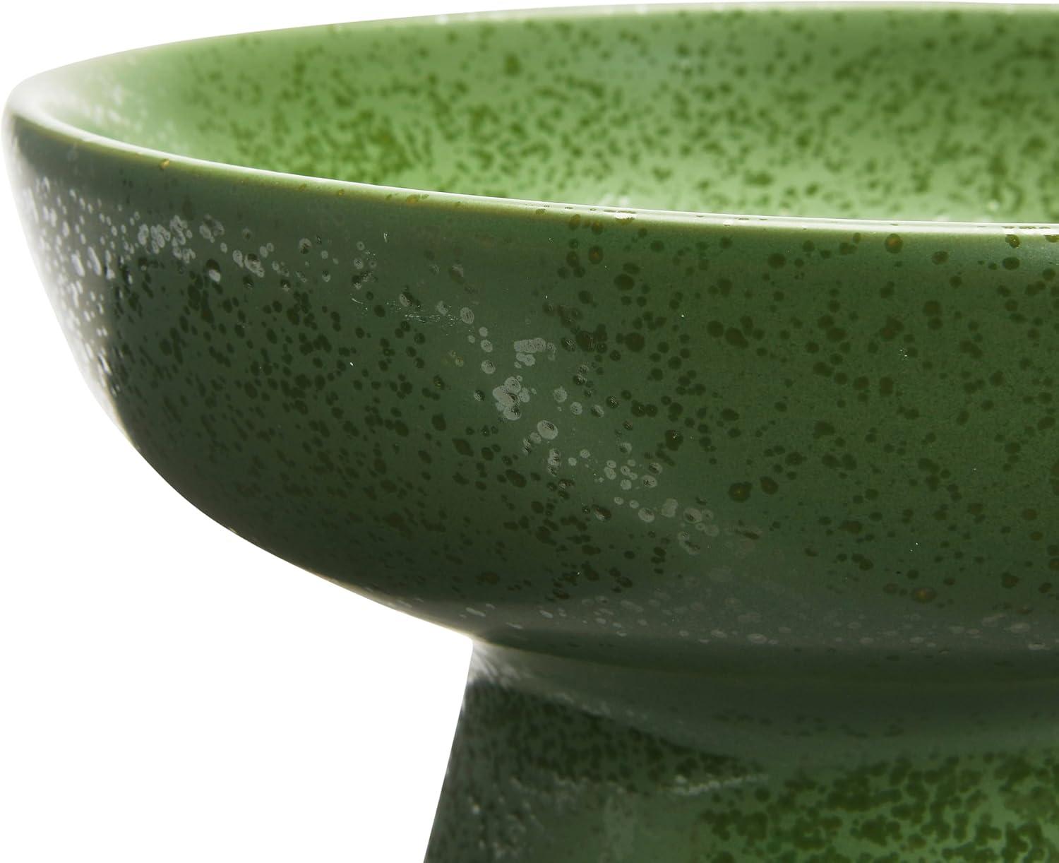 Creative Co-Op Stoneware Footed Bowl, Matte Green Reactive Glaze