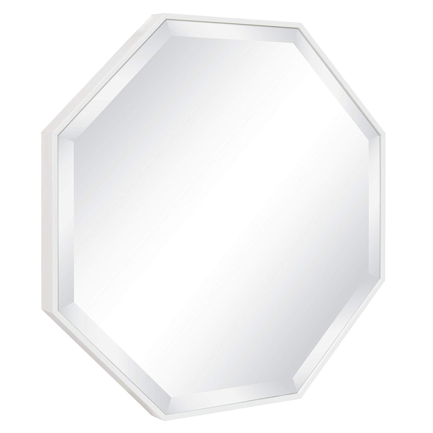 25" x 25" Rhodes Framed Octagon Wall Mirror White - Kate and Laurel: Modern Design, No Assembly, Wall Mount, Plastic Frame