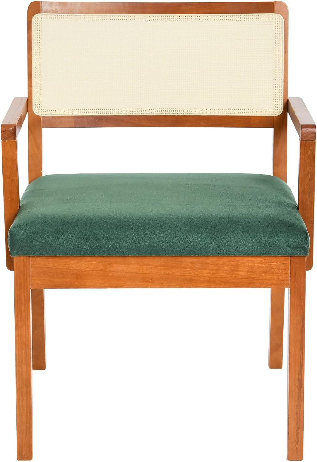 Dark Green Velvet Mid-Century Modern Accent Chair