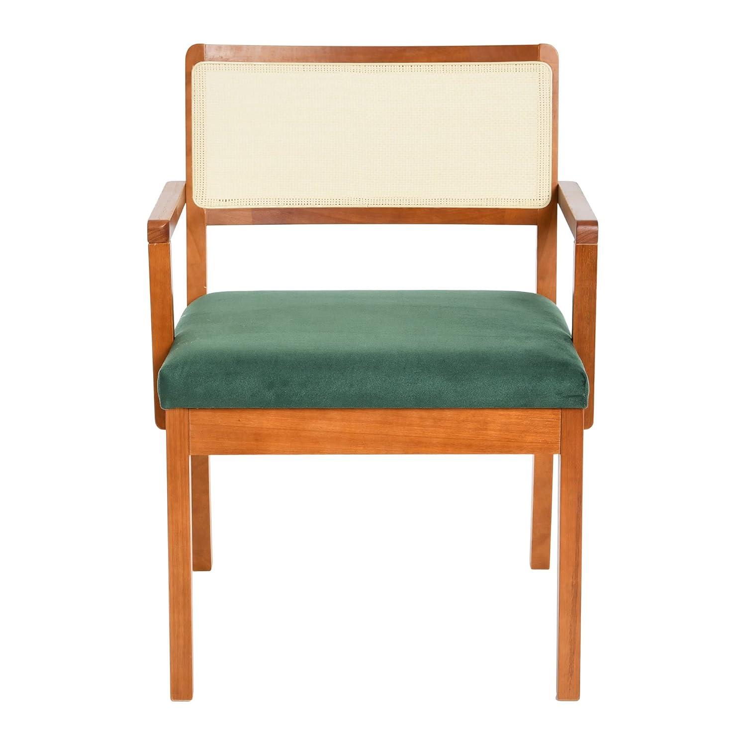 Dark Green Velvet Mid-Century Modern Accent Chair