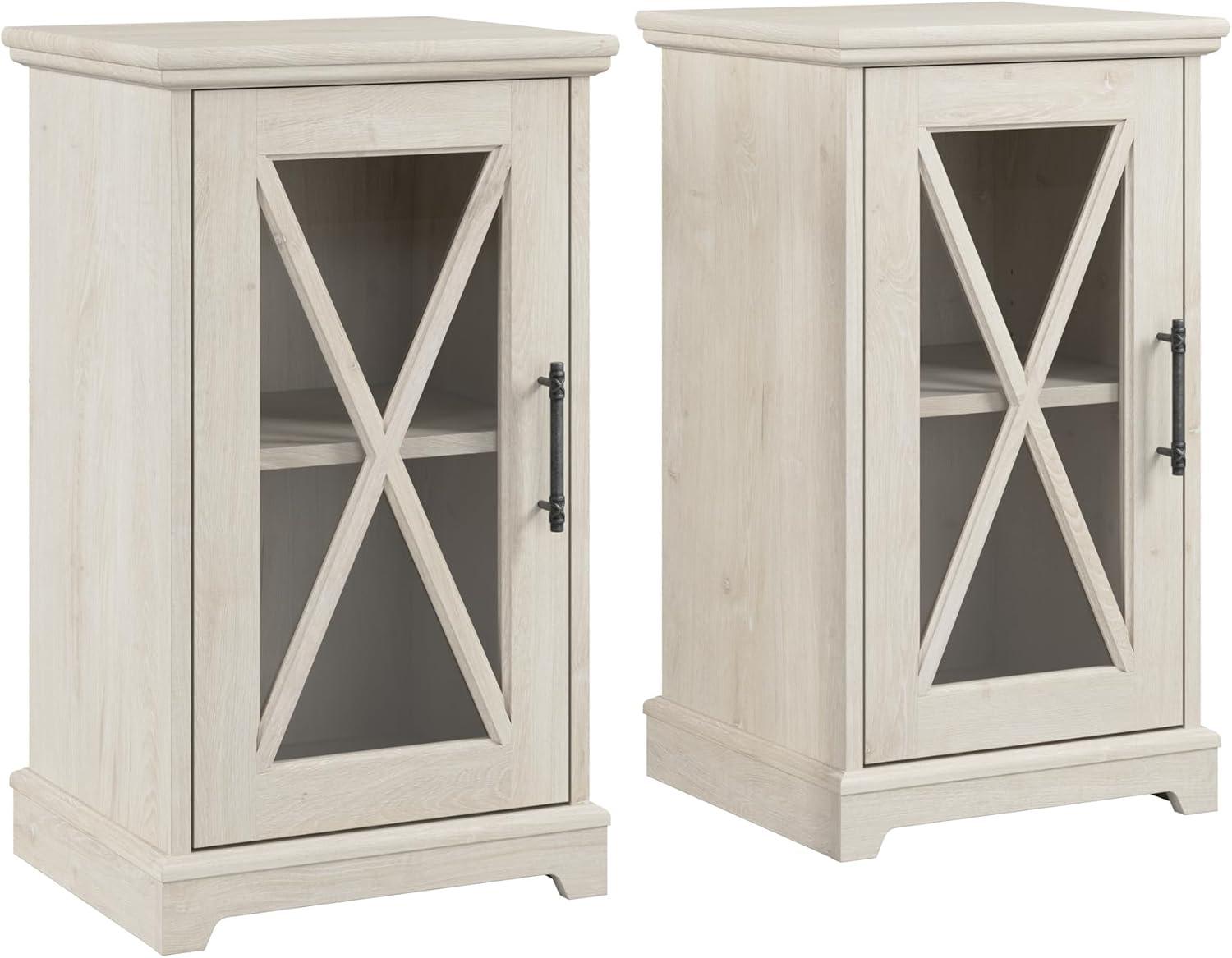 Lennox White Oak Farmhouse End Tables with Storage, Set of 2