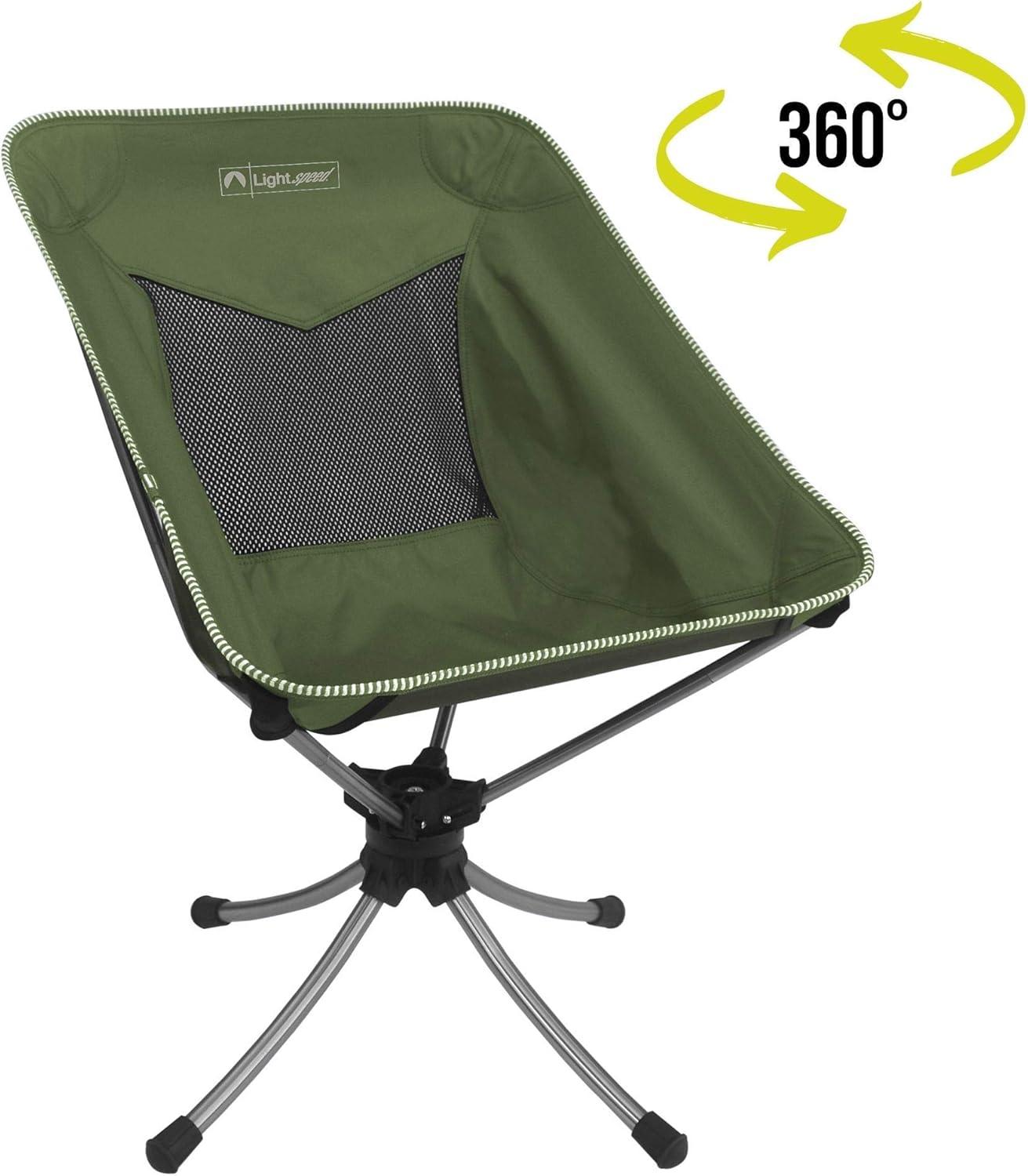 ECR4Kids Lightspeed Outdoors Short Swivel Camp Chair, Outside Seating, Green