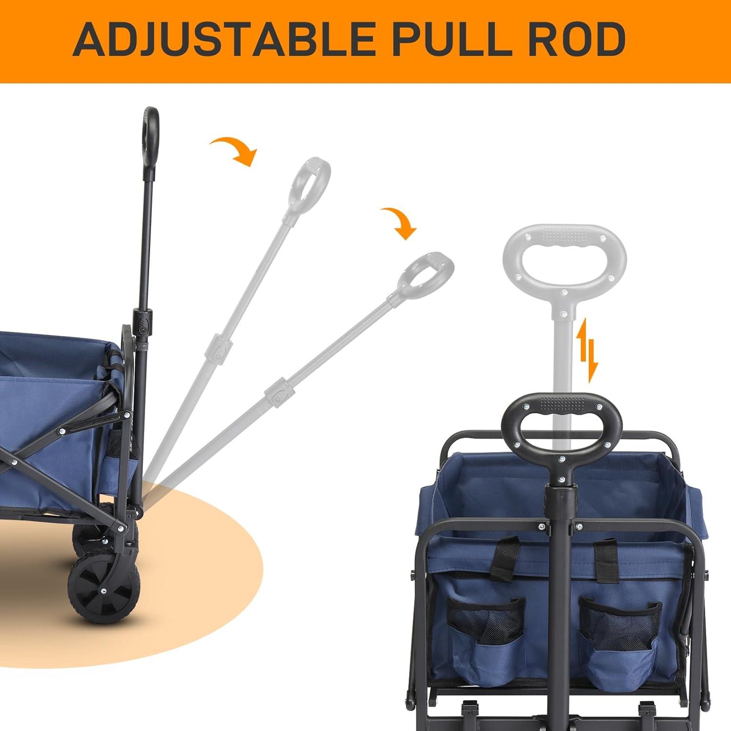Collapsible Wagon with Big Wheels for Sand, Grocery, Garden, Park, Picnic, Camping, Beach Trip