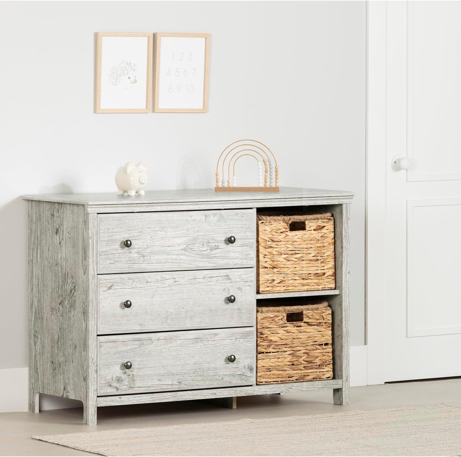 Cotton Candy 3-Drawer Dresser with Storage Baskets