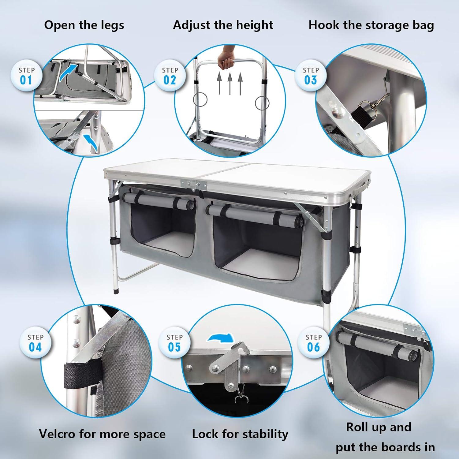 Camping Folding Table - Portable and Lightweight Table with Storage, Backyards, BBQ, Party and Picnic Foldable Table …