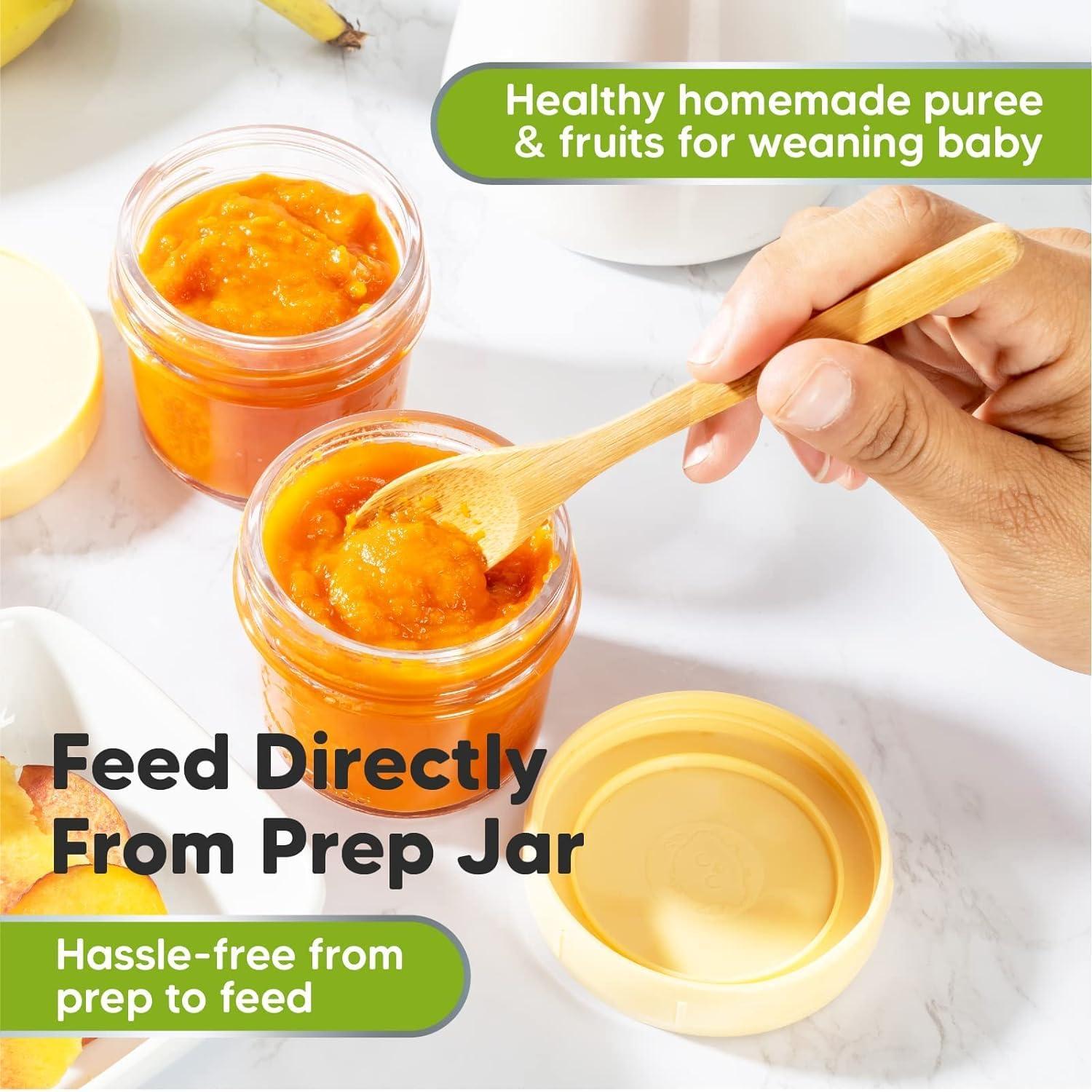 12pk Prep Baby Food Storage Containers, 4 oz Leak-Proof, BPA Free Glass Baby Food Jars for Feeding