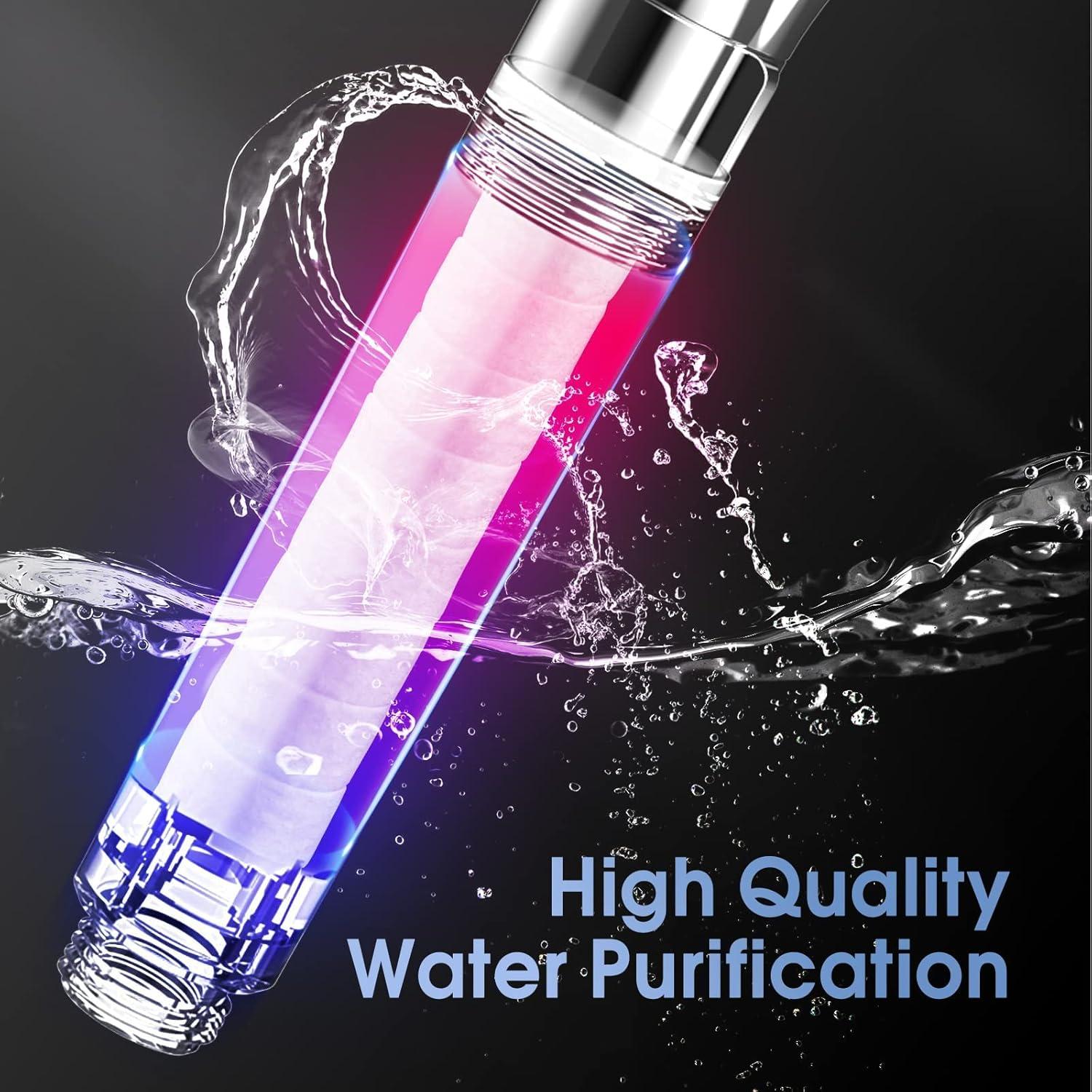 Filtered Shower Head for Hard Water, 3 Modes High Pressure Showerhead with Filter, 78.7-inch Extra Long Hose, Adhesive Shower Head Holder