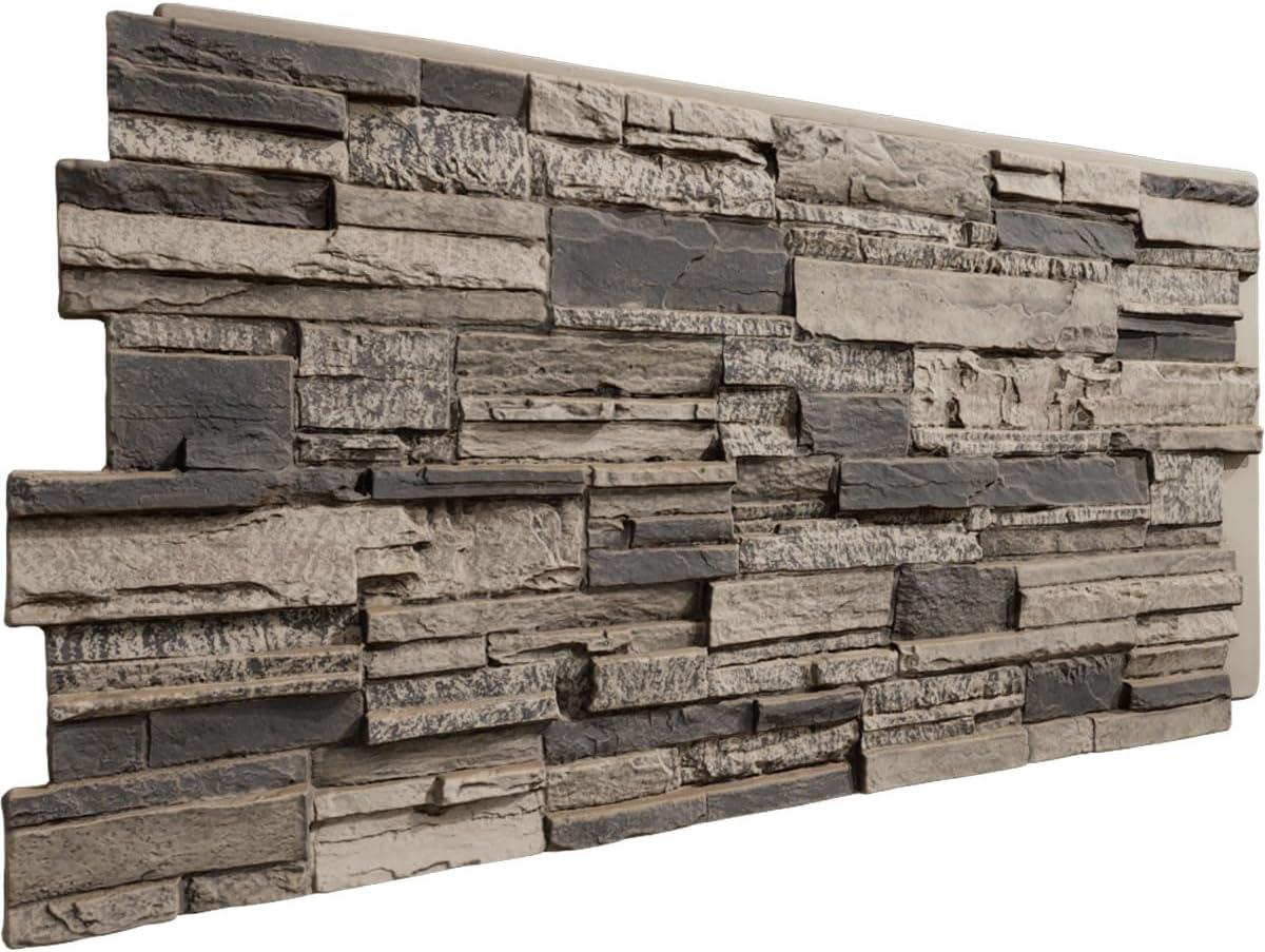 Cascade Stacked Faux Stone 24.75" x 48.625" Wall Paneling