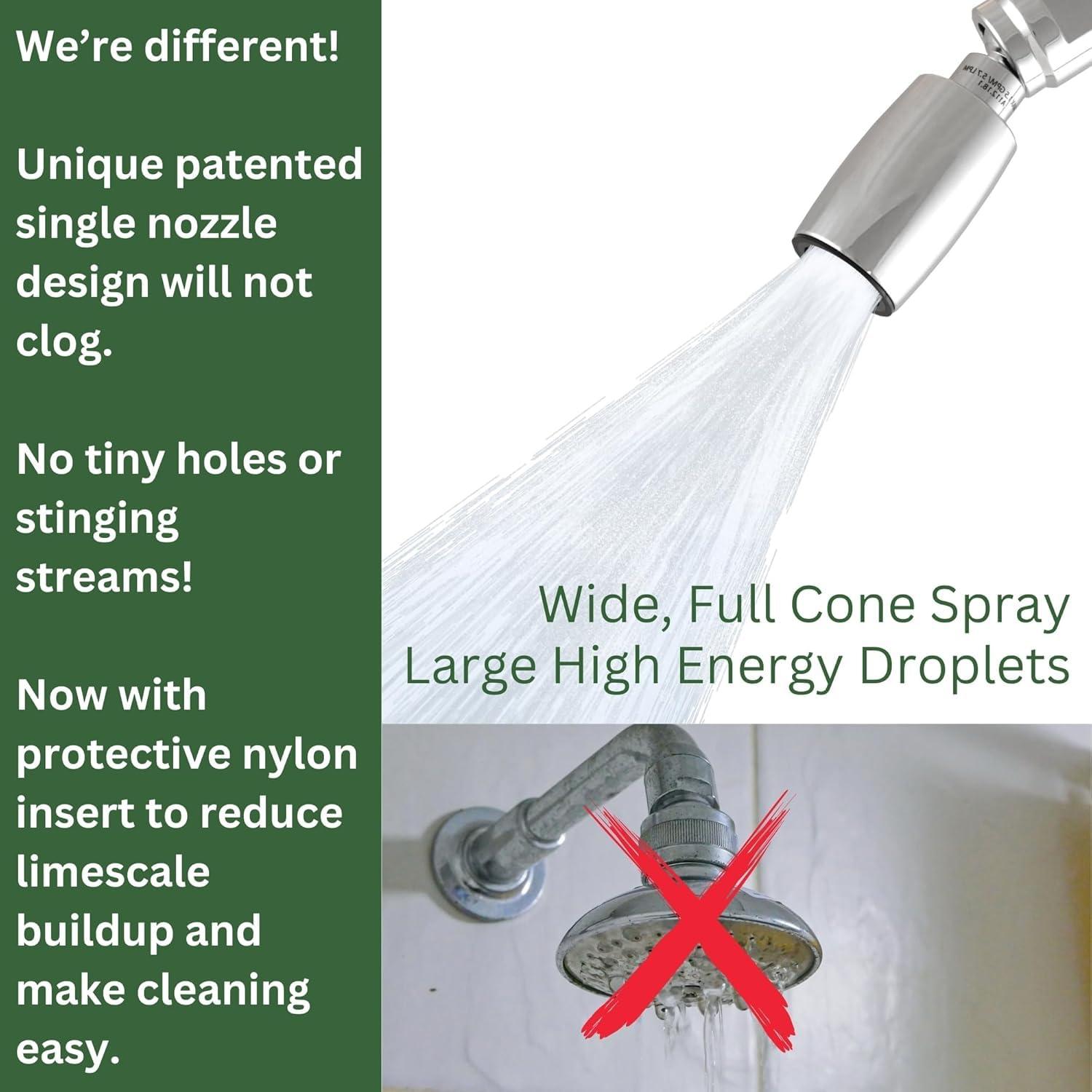 High Sierra Showerheads® - CLASSIC™ Solid Metal 1.25 GPM Award Winning, Ultra Low Flow Shower Head with Trickle Valve, Patented Nozzle Never Clogs - Brushed Nickel Finish