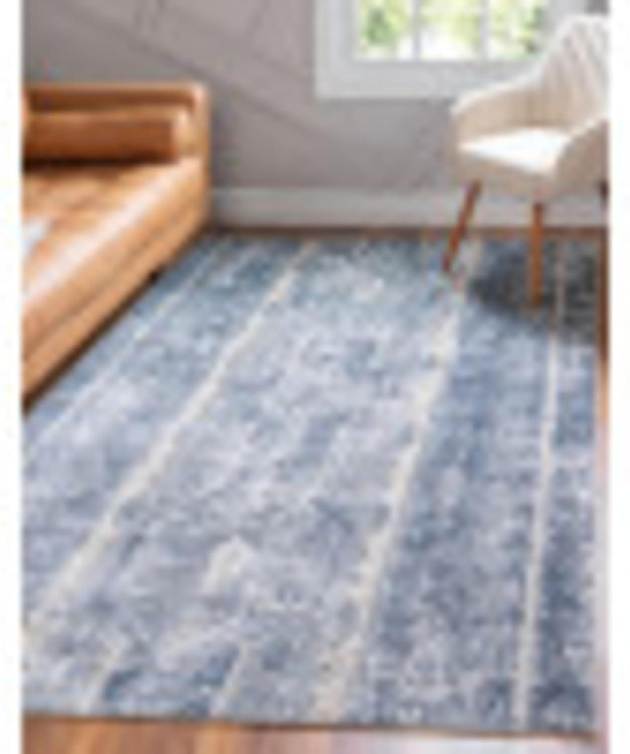 Unique Loom Portland Collection Area Rug - Depoe (6' 1" x 9' Rectangle Blue/Beige)