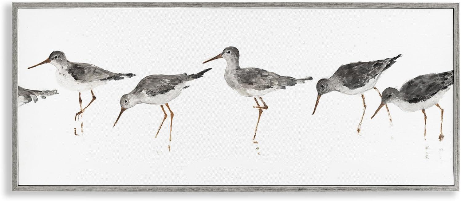 Beach Bird Sandpipers Minimal Gray White Painting by Avery Tillmon - Painting