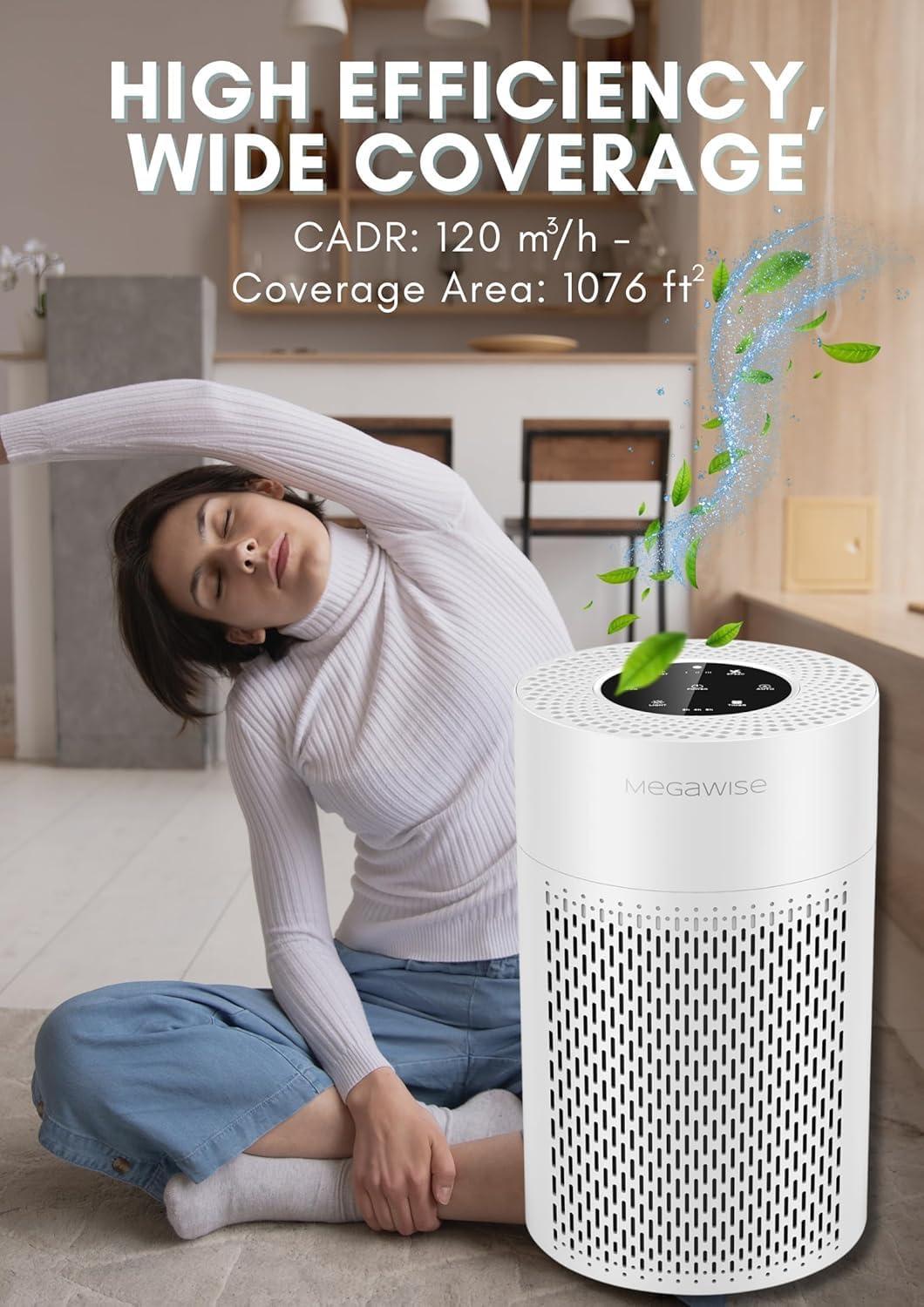 Compact White HEPA Air Purifier with Odor Absorbing Filter