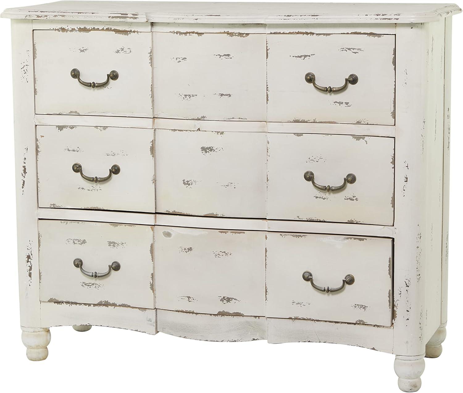 Cottage Charm Cream Wood 3-Drawer Accent Chest, 42"x35"