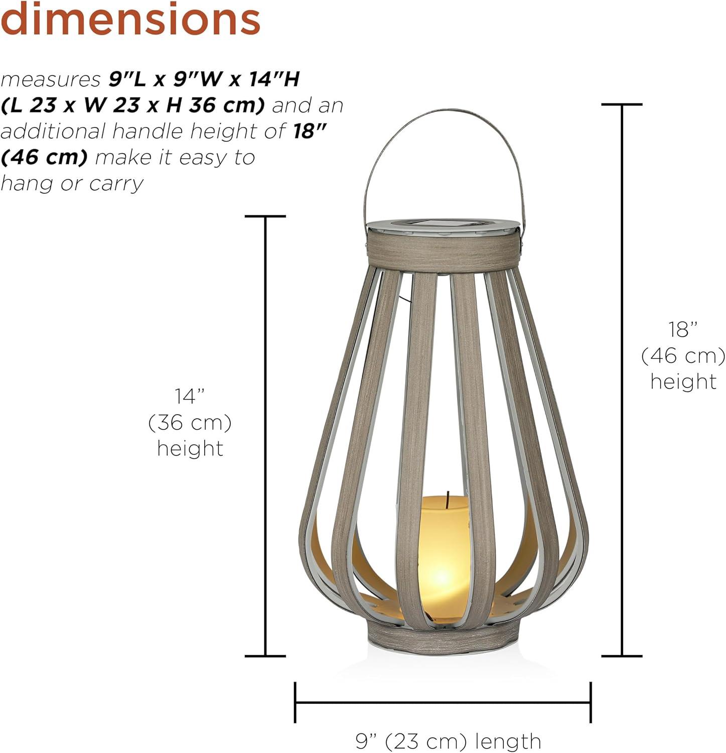 Gray Solar Decorative Plastic Lantern with LED Light, 18" Height