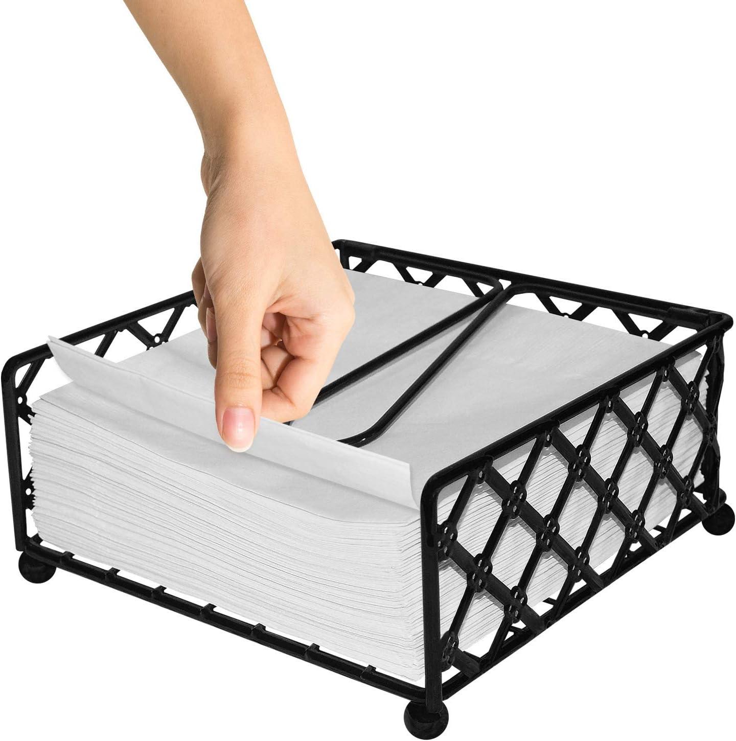 Blue Donuts Lattice Collection Napkin Holder – Napkin Holders for Tables, Dining Table Napkin Holders for Kitchen, Flat Napkin Holder, Black