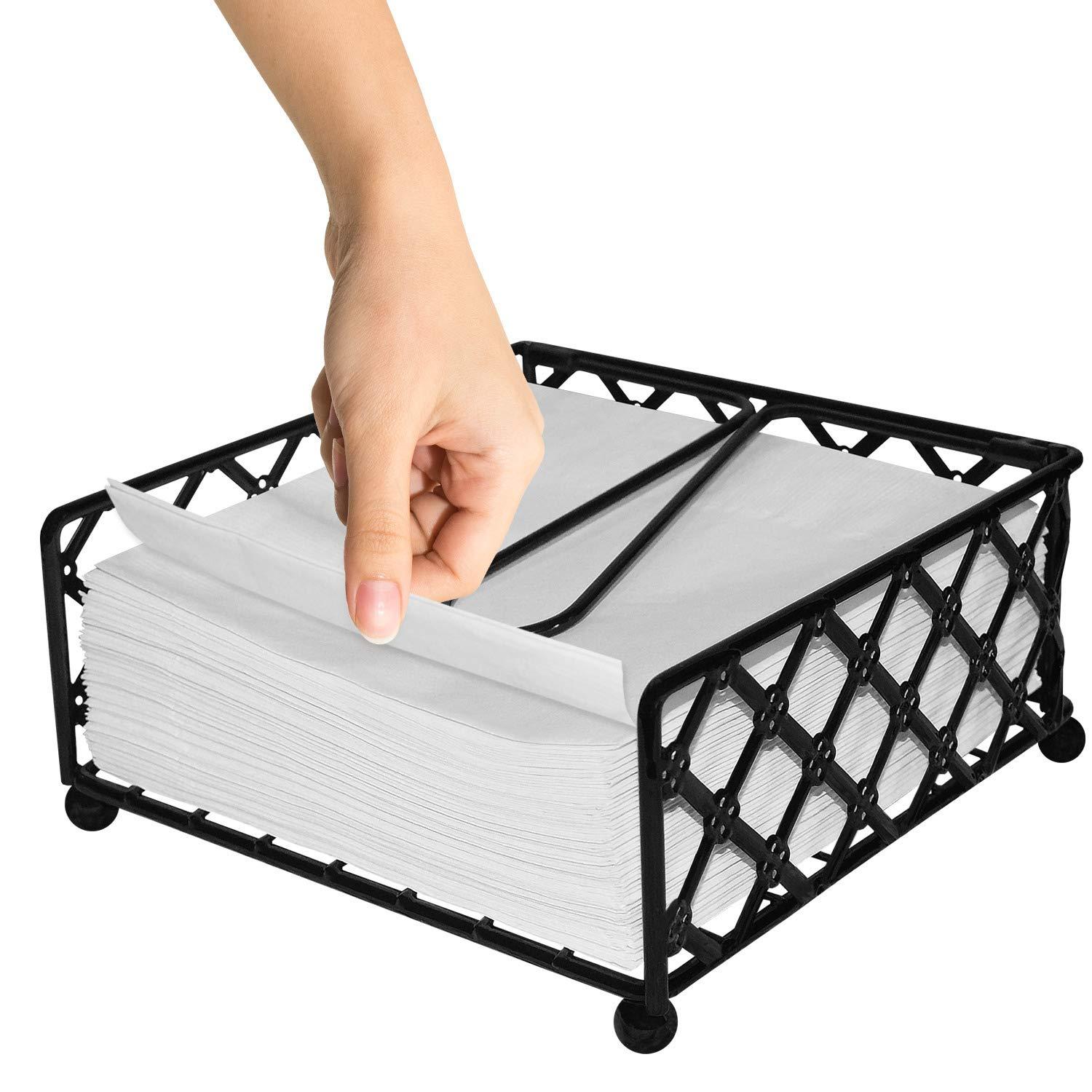 Blue Donuts Lattice Collection Napkin Holder – Napkin Holders for Tables, Dining Table Napkin Holders for Kitchen, Flat Napkin Holder, Black