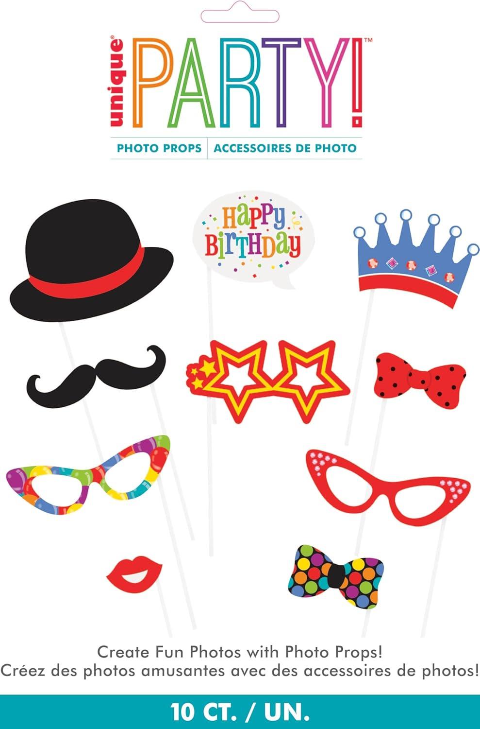 Unique Colorful Birthday Photo Booth Props, Full size, Assorted Designs