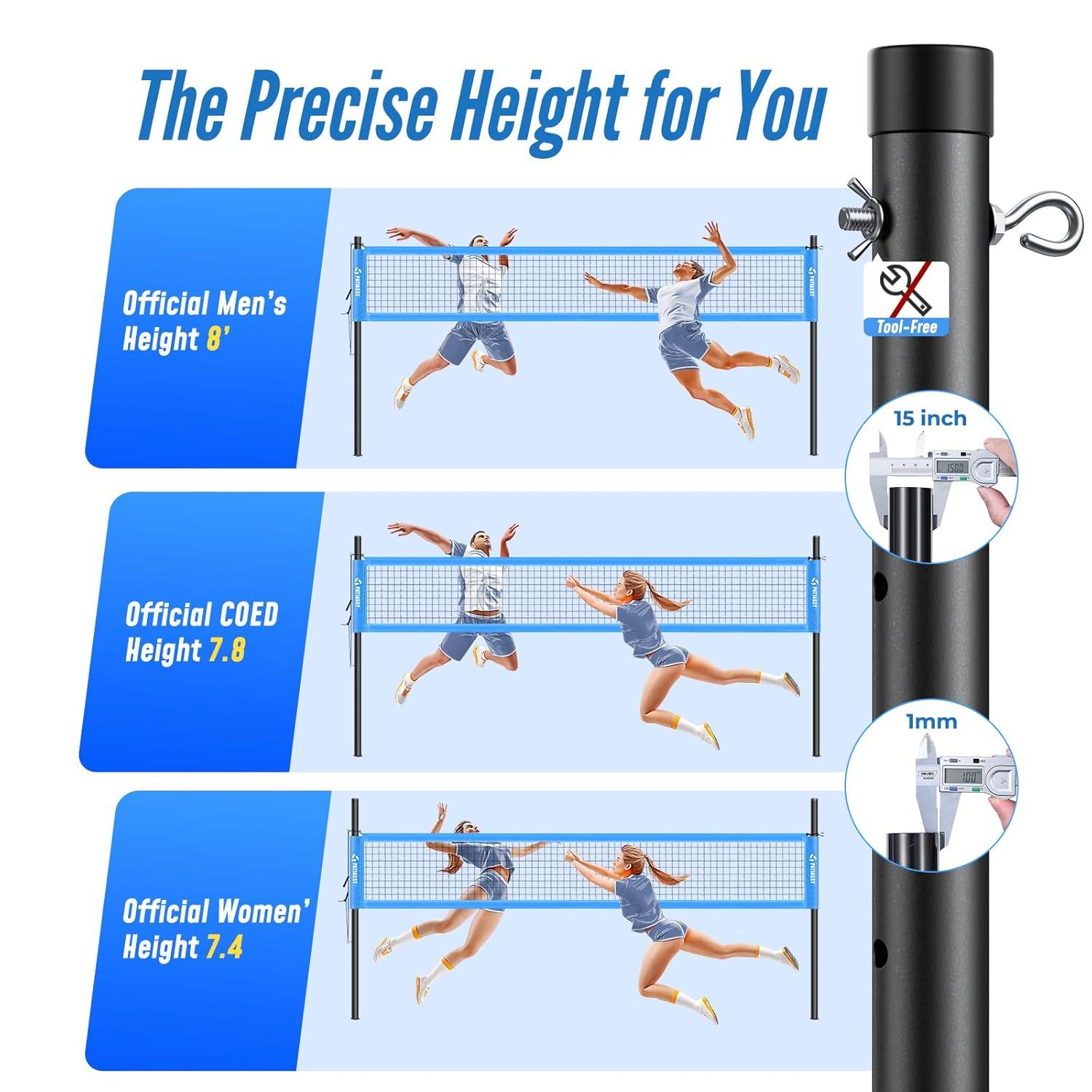 Patiassy  Volleyball Net for Beach Backyard PU Volleyball with Pump and Carry Bag