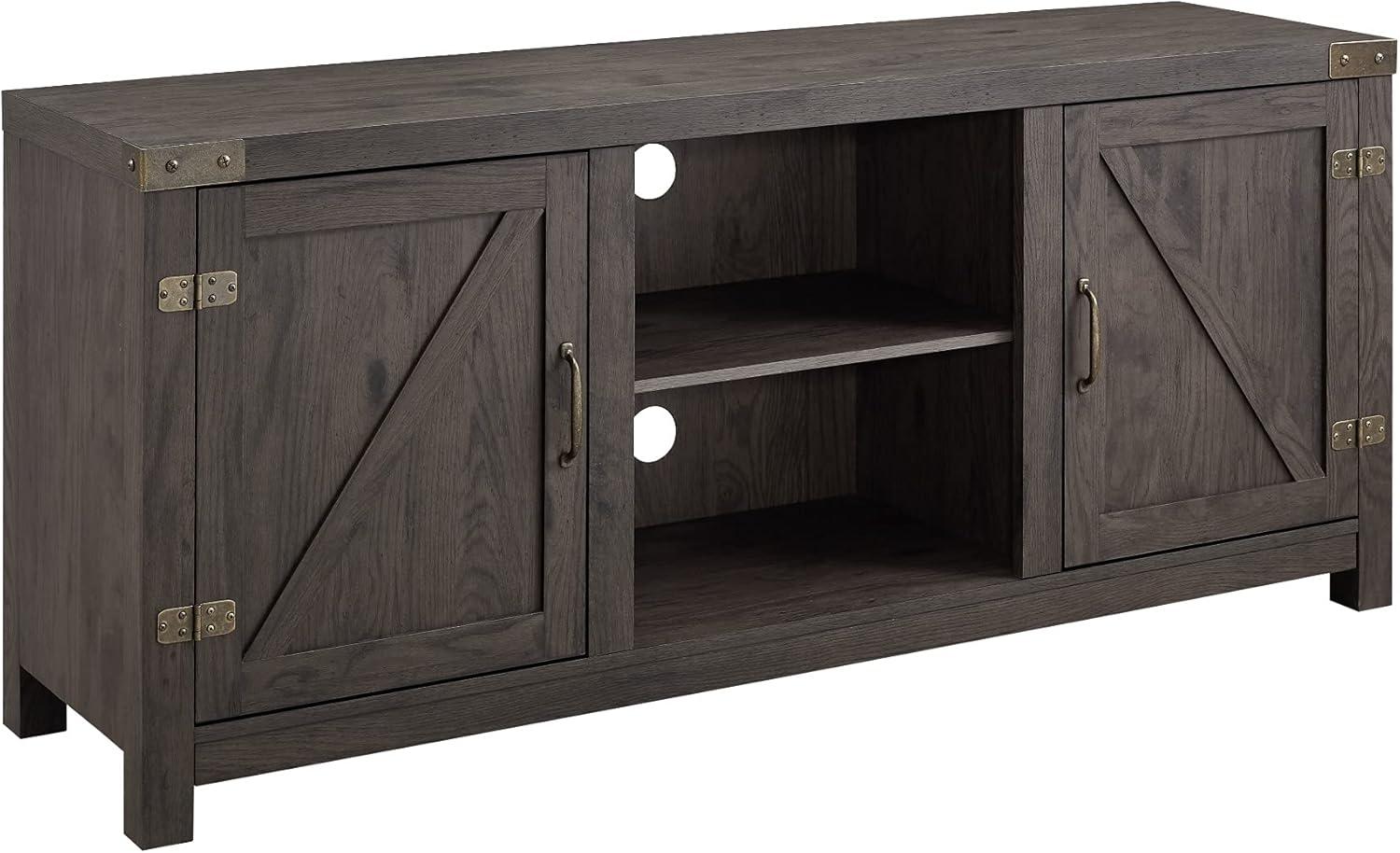 Modern Farmhouse Double Barn Door TV Stand for TVs up to 65" in Sable