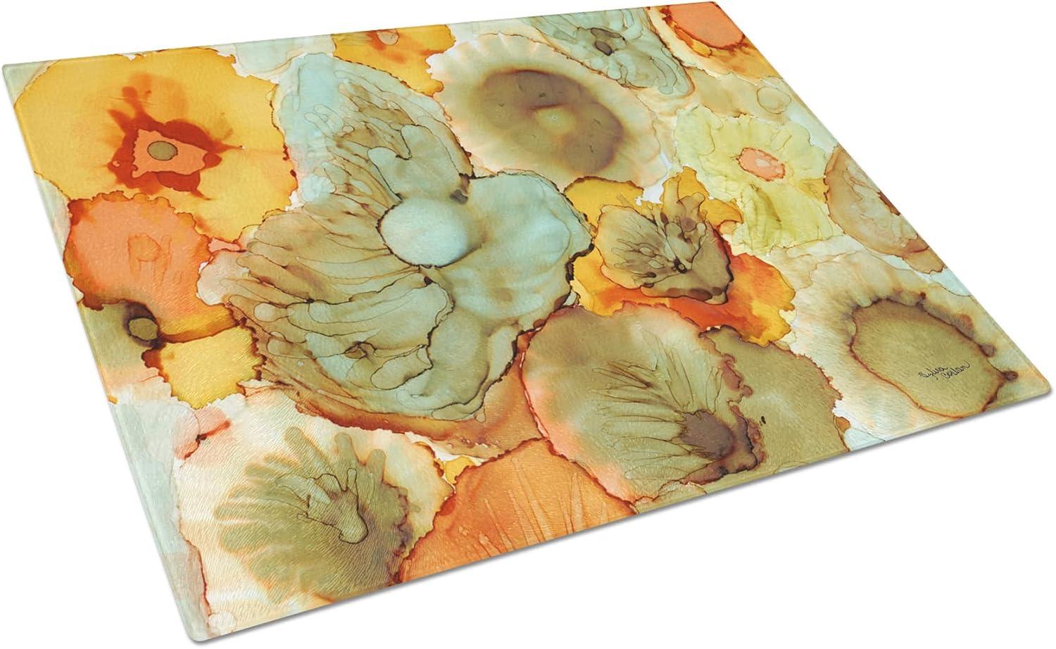 Caroline's Treasures Tempered Glass Abstract Flowers Cutting Board