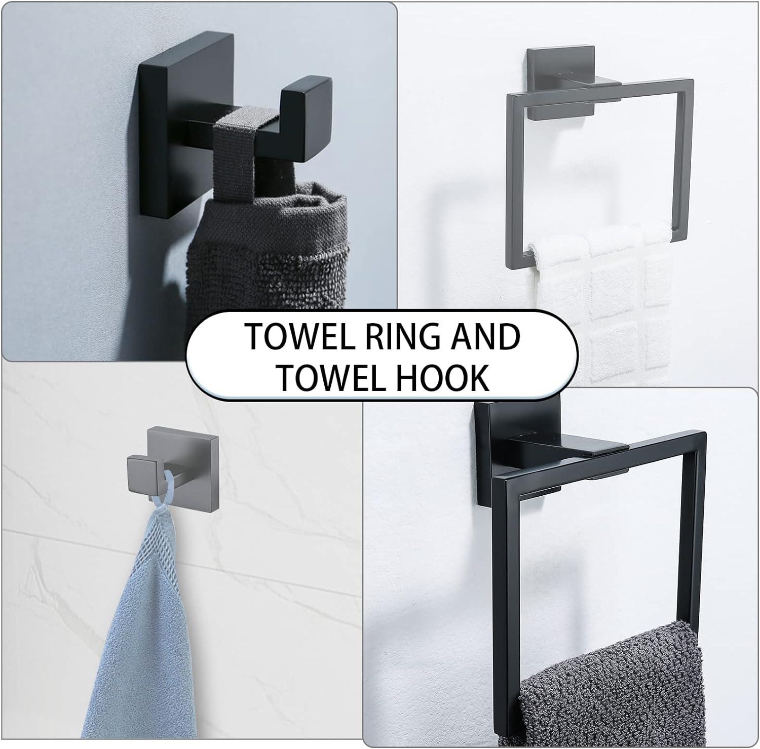 Matte Black Stainless Steel 23.6'' Double Towel Bar Set