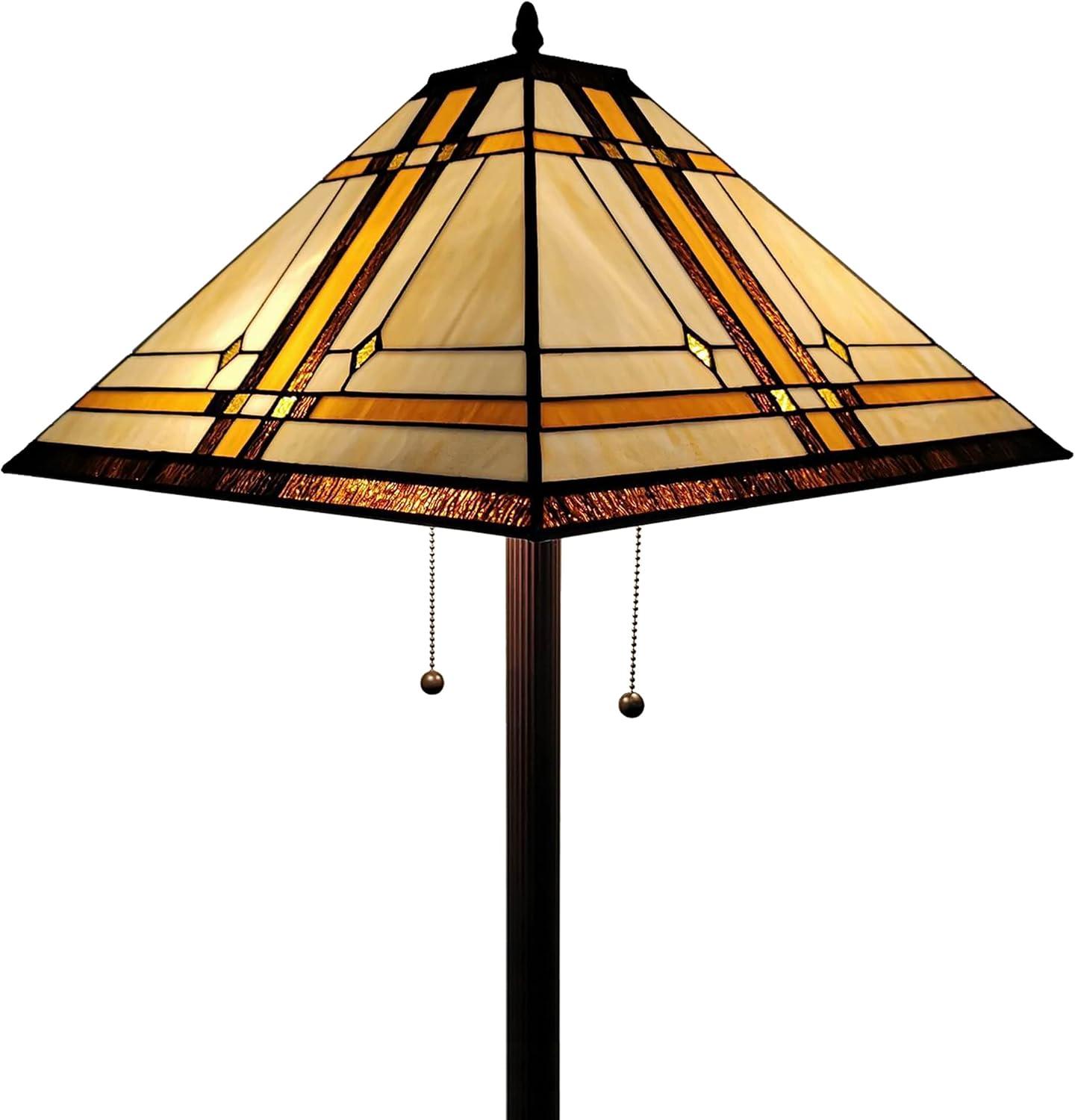 Amora Lighting Tiffany Style Mission Floor Lamp 61" Tall